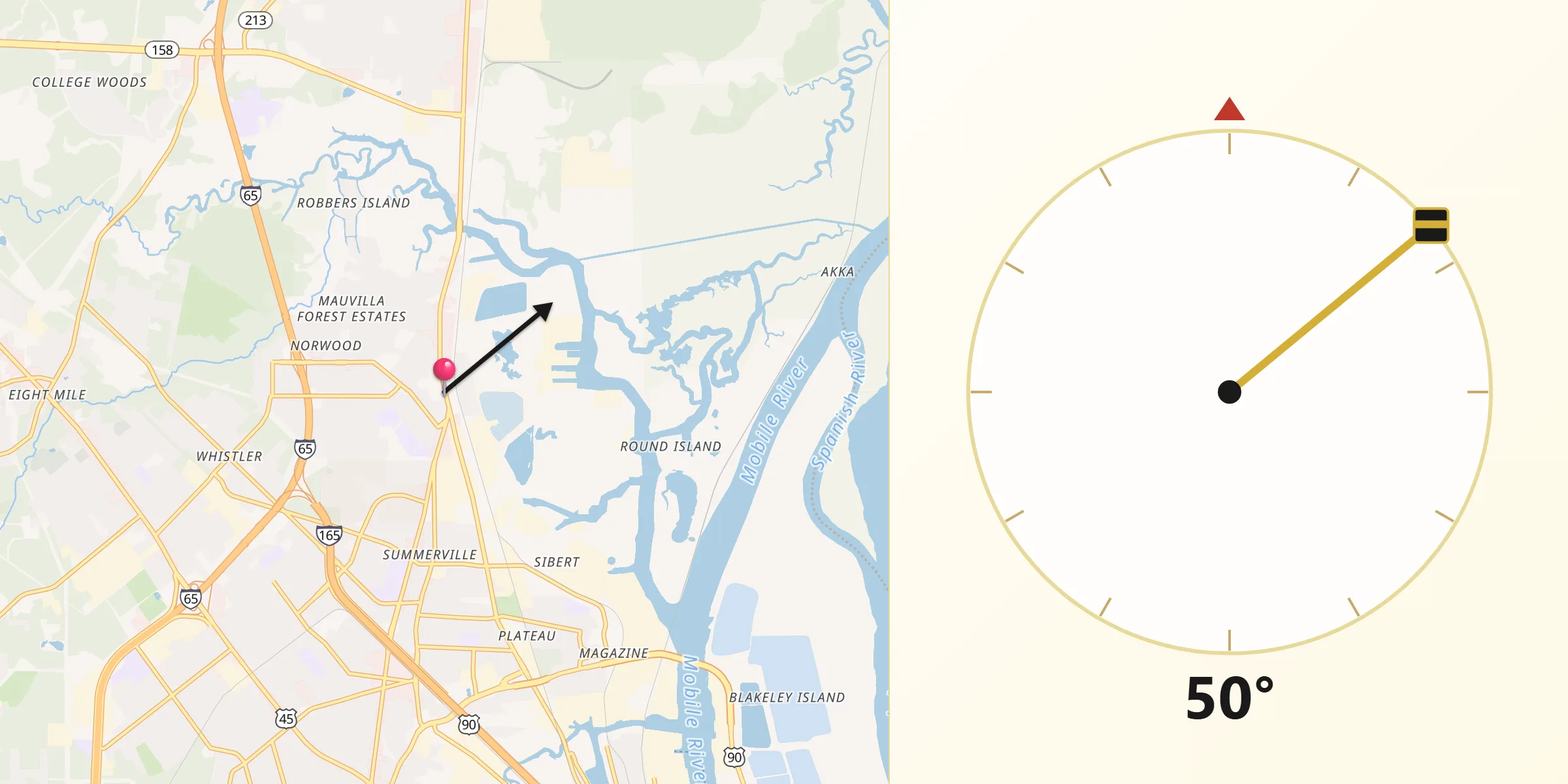 Qibla Direction from Chickasaw