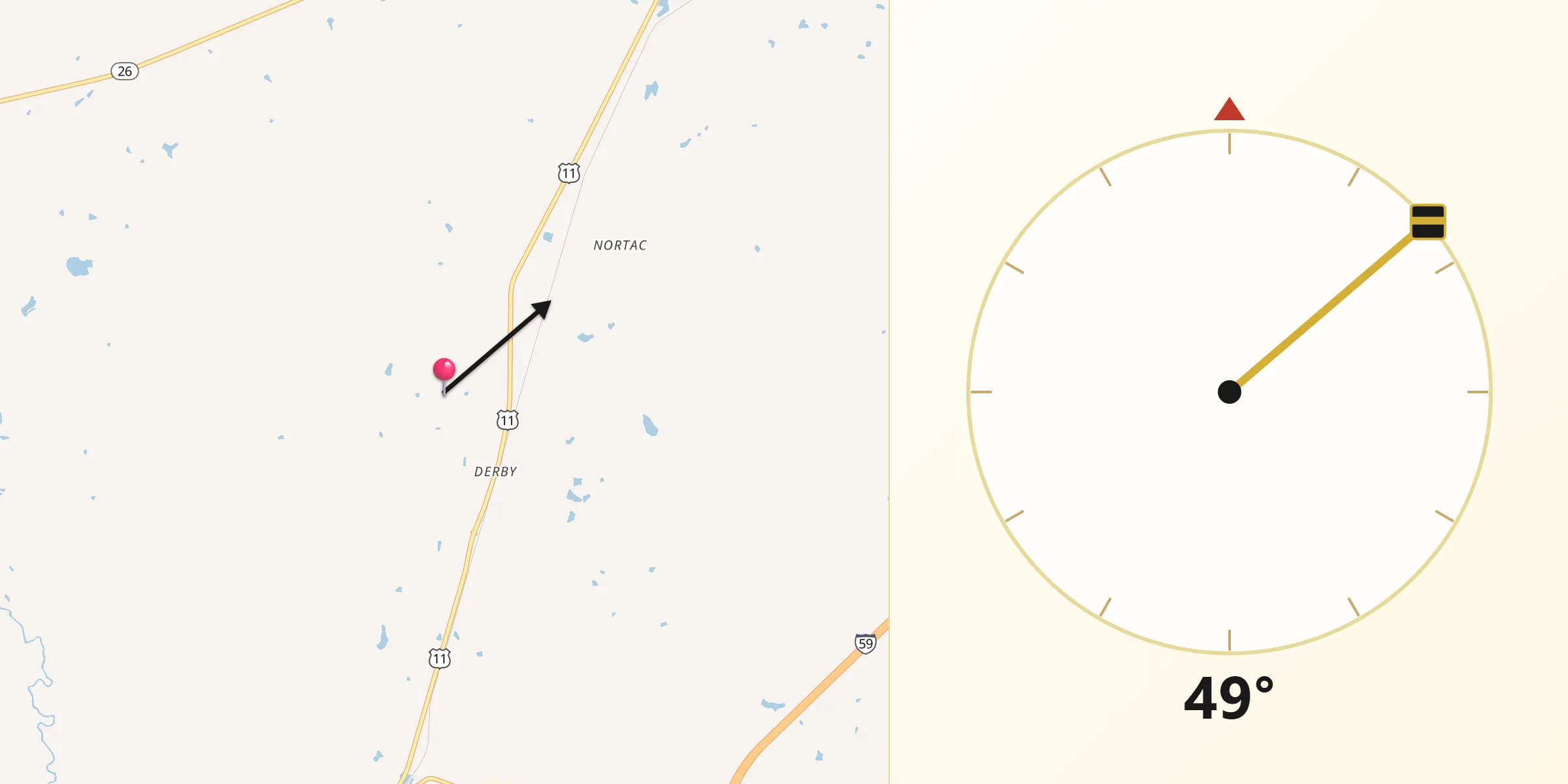 Qibla Direction from Pearl River County