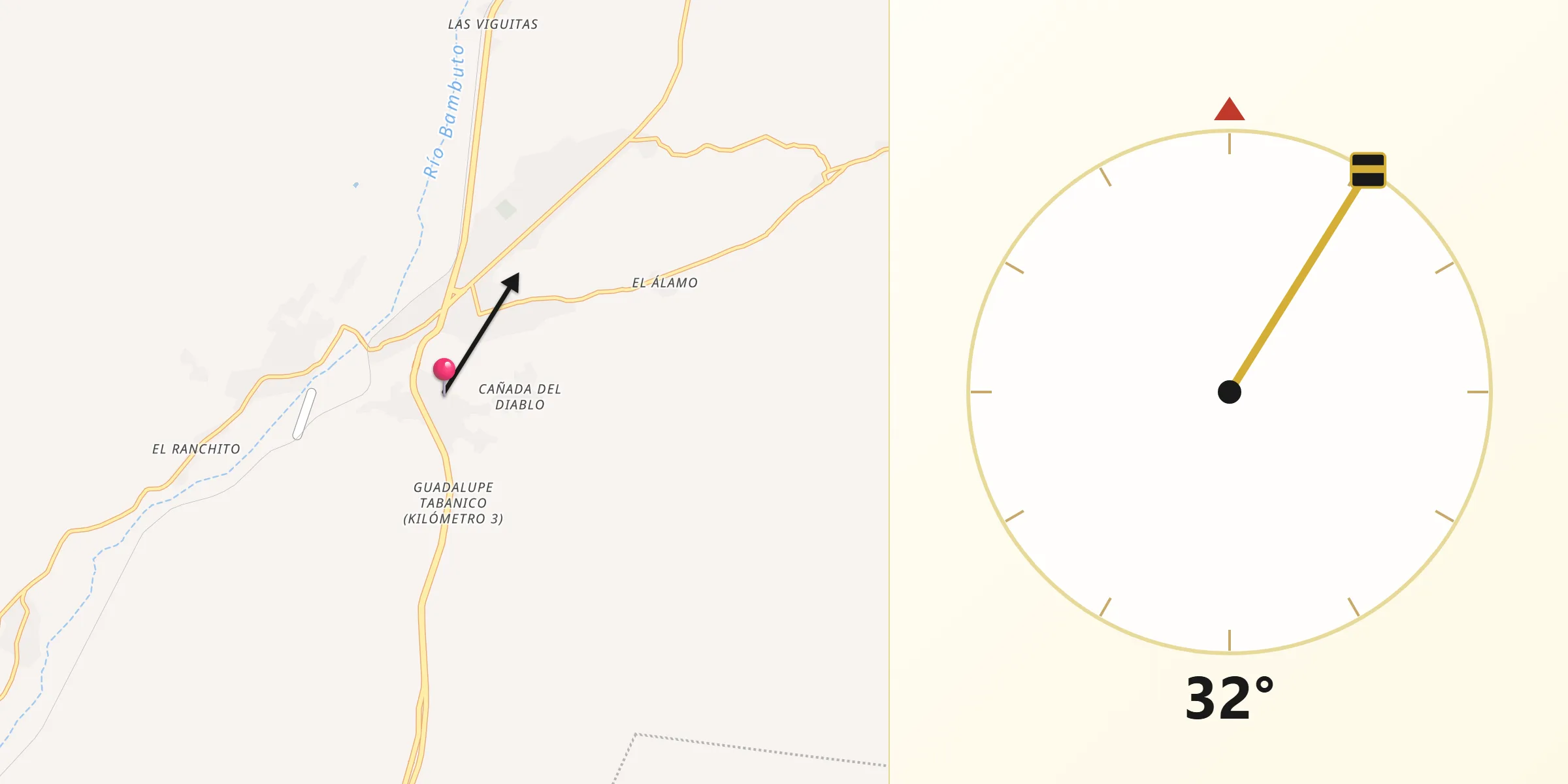 Dirección de la Qibla desde Campo Carretero