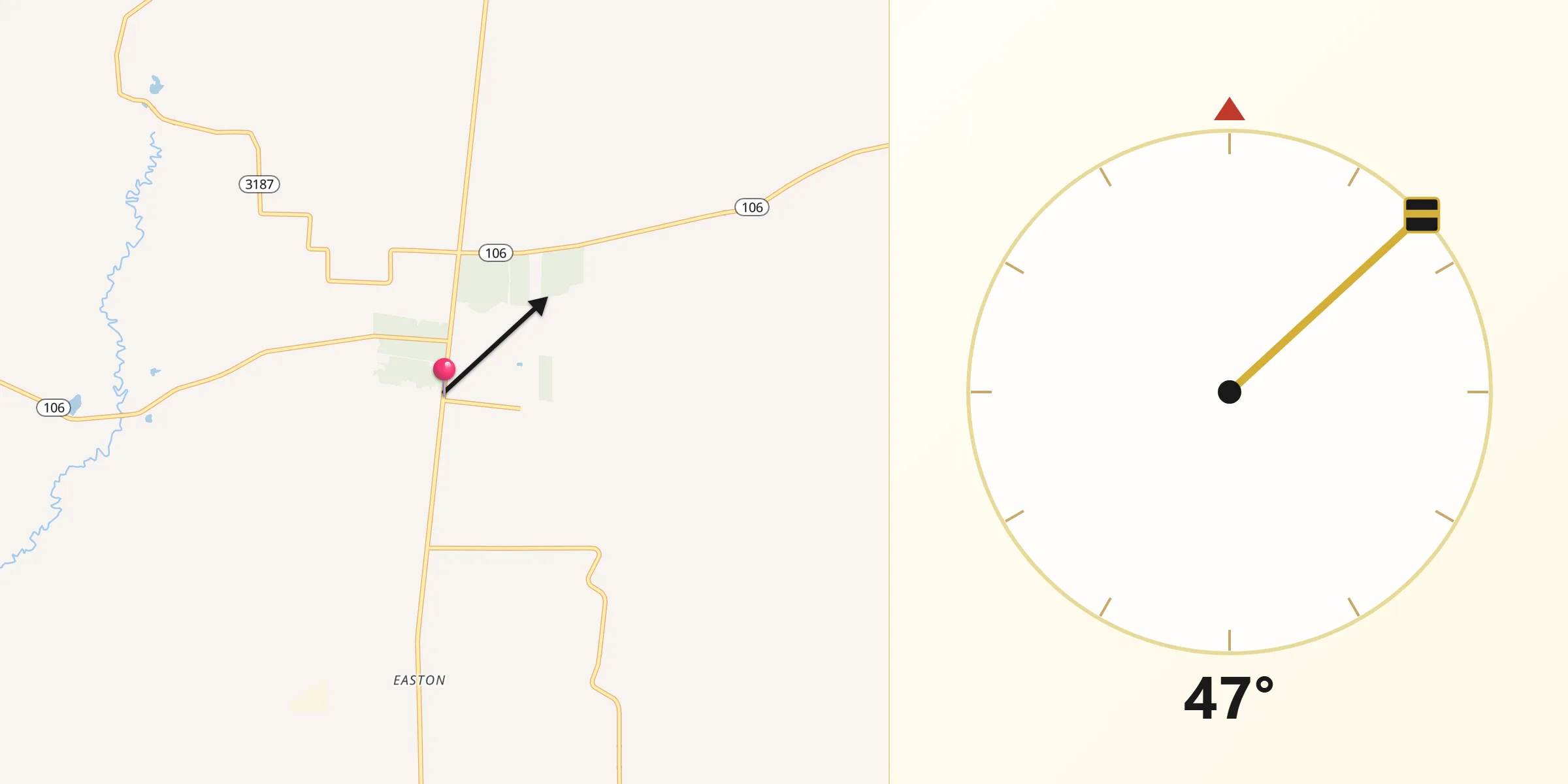 Qibla Direction from Pine Prairie
