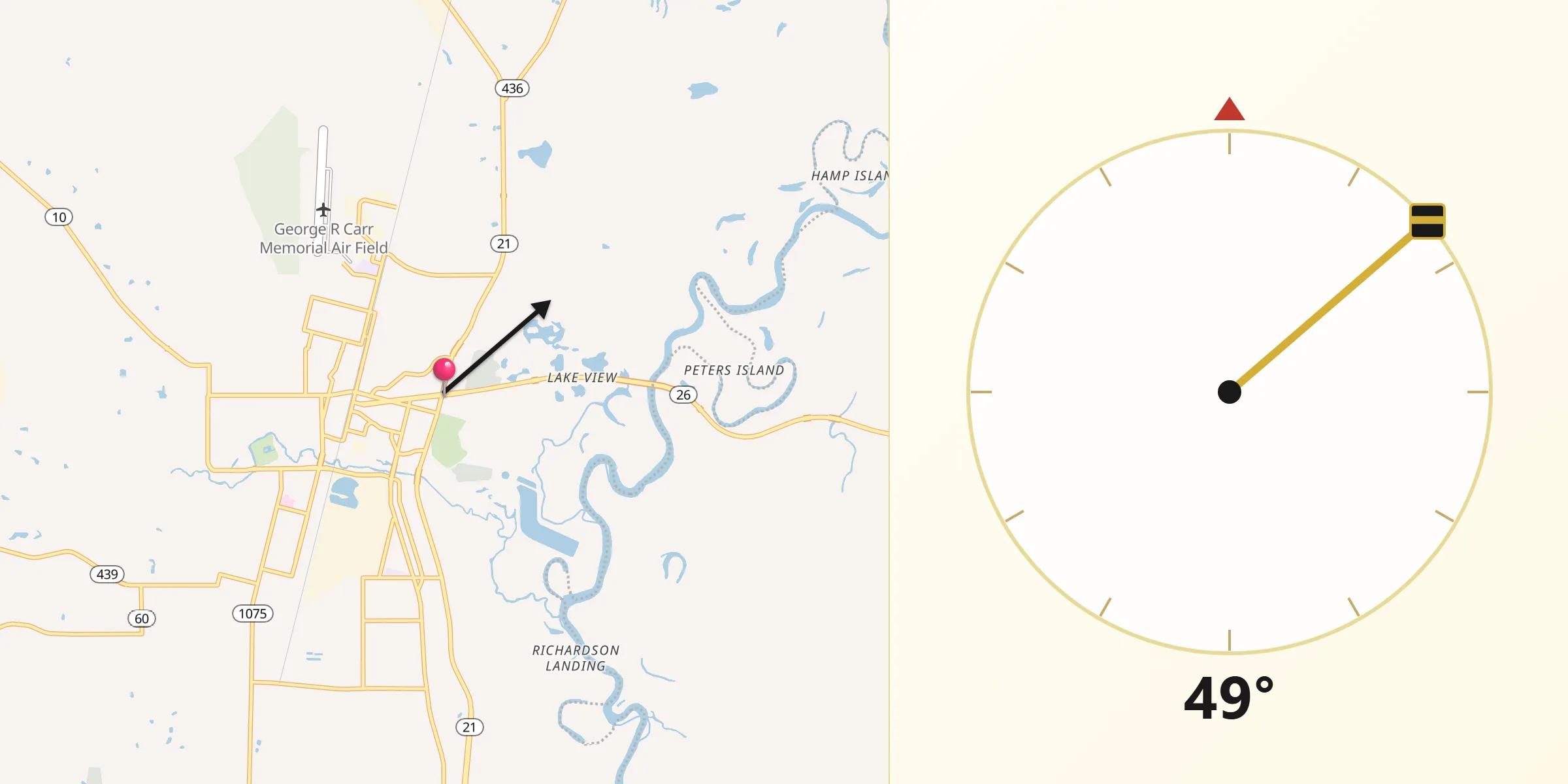 Qibla Direction from Bogalusa