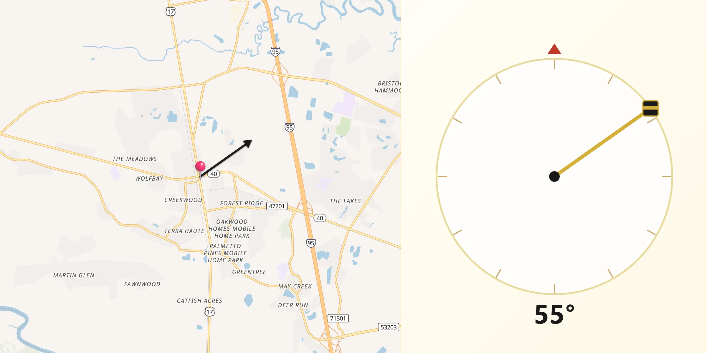 Qibla Direction from Kingsland
