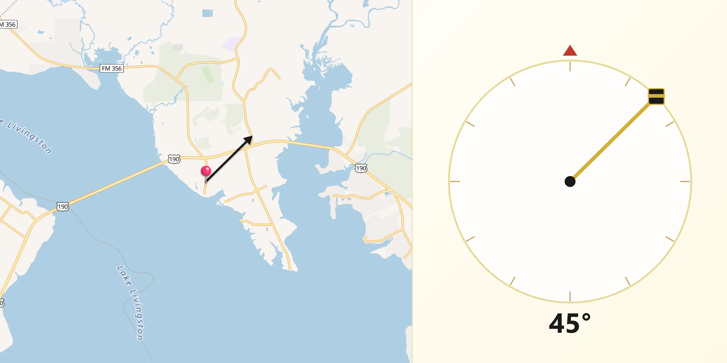 Qibla Direction from Onalaska