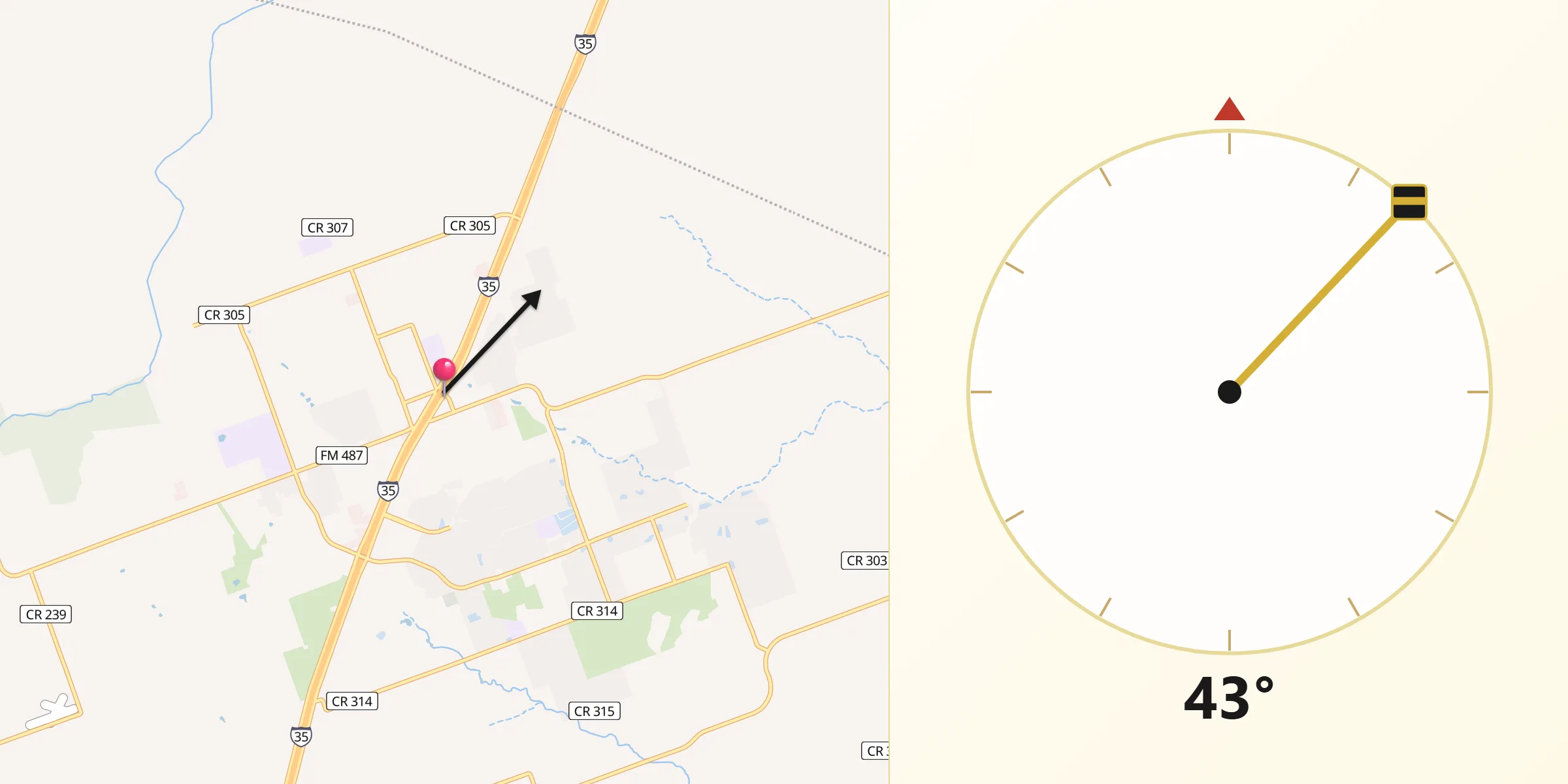 Qibla Direction from Jarrell