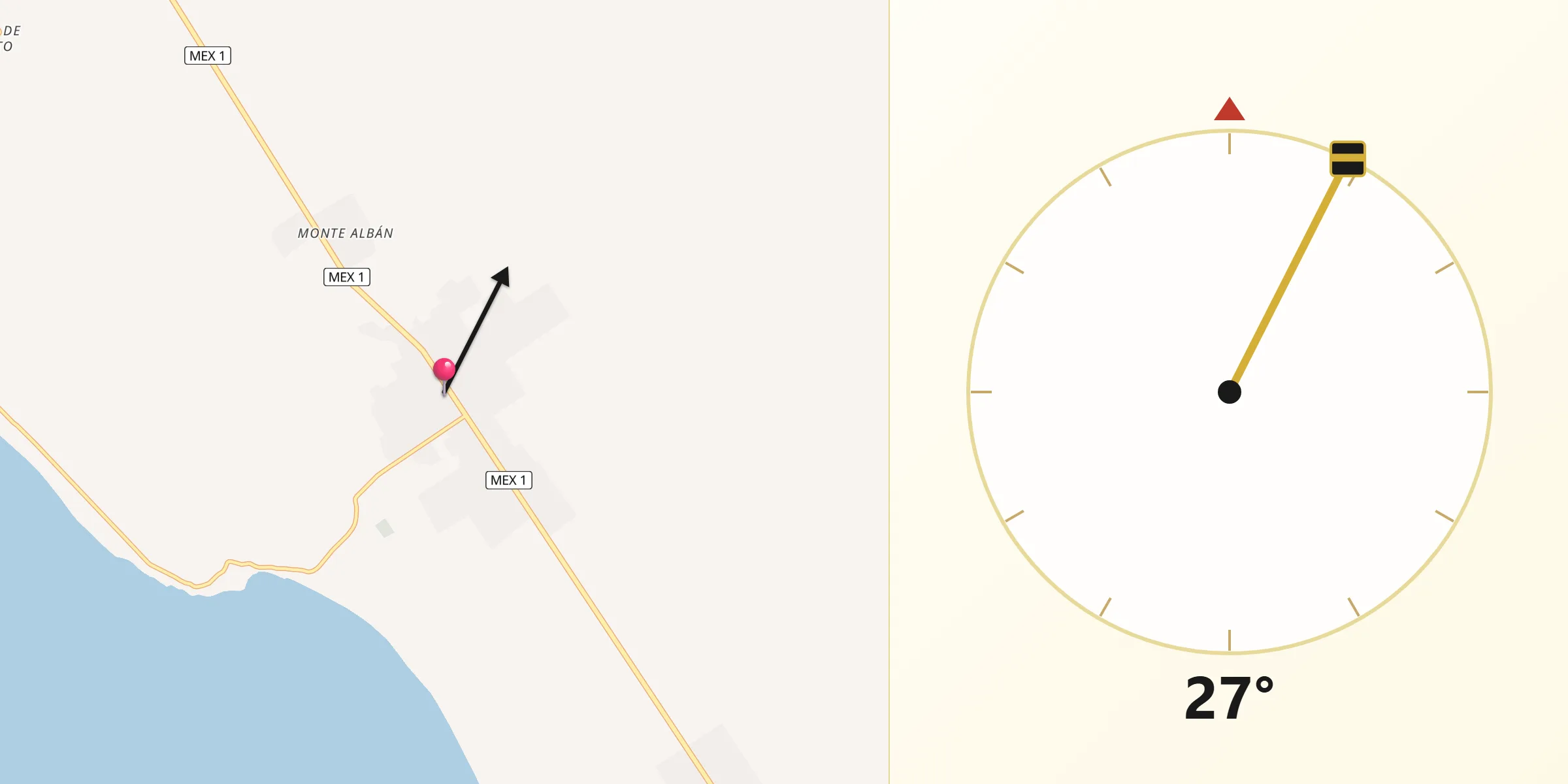 Dirección de la Qibla desde Camalú