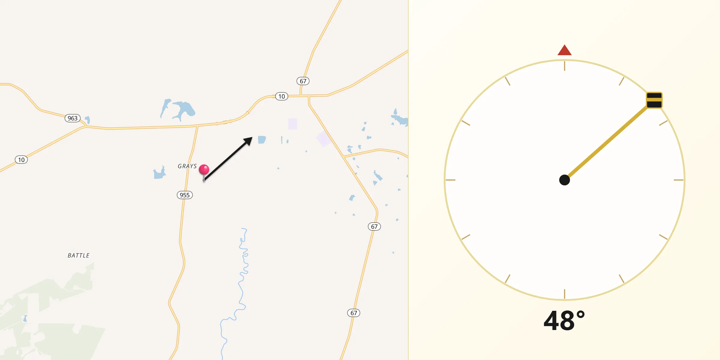 Qibla Direction from East Feliciana