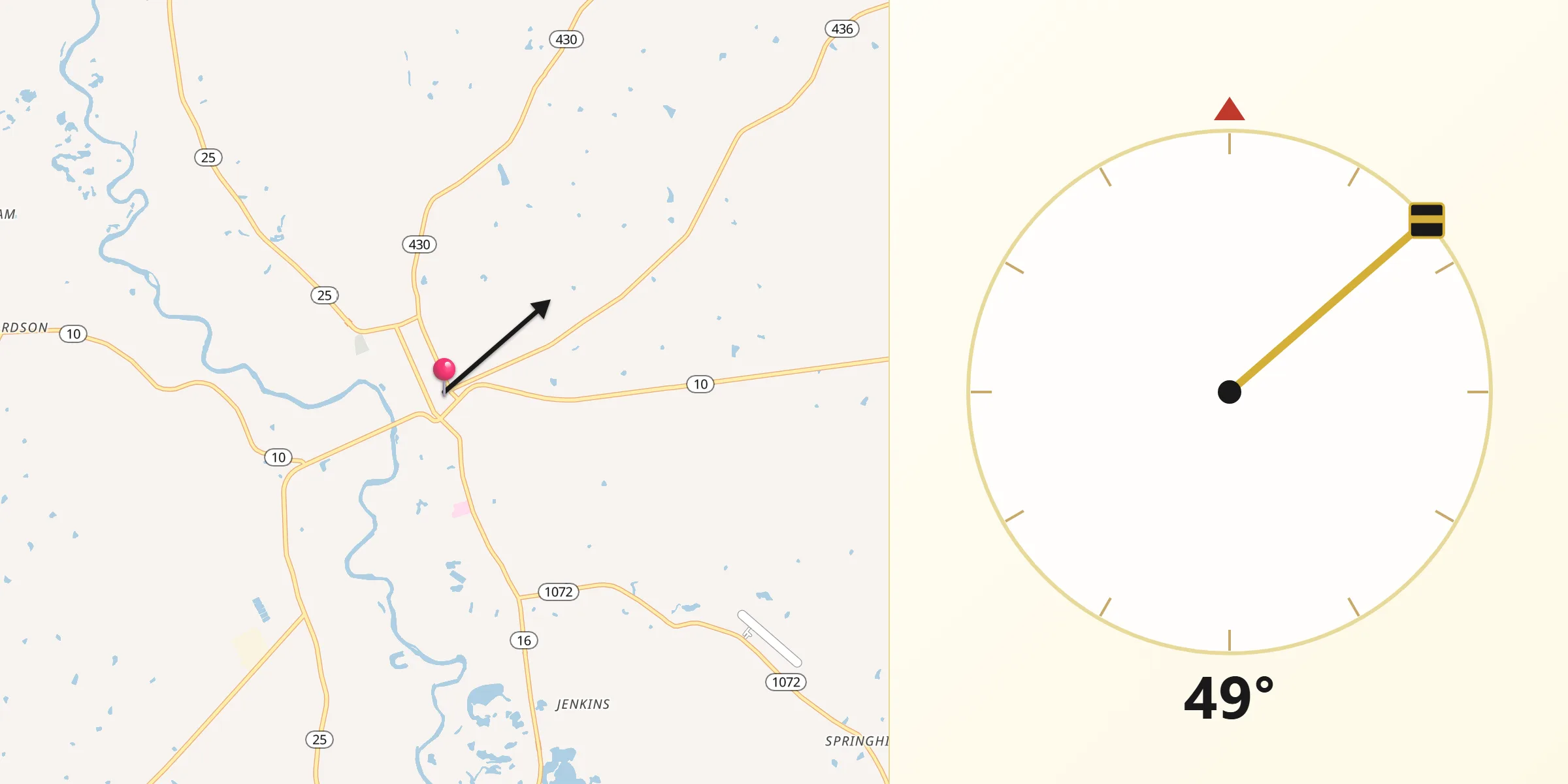 Qibla Direction from Franklinton