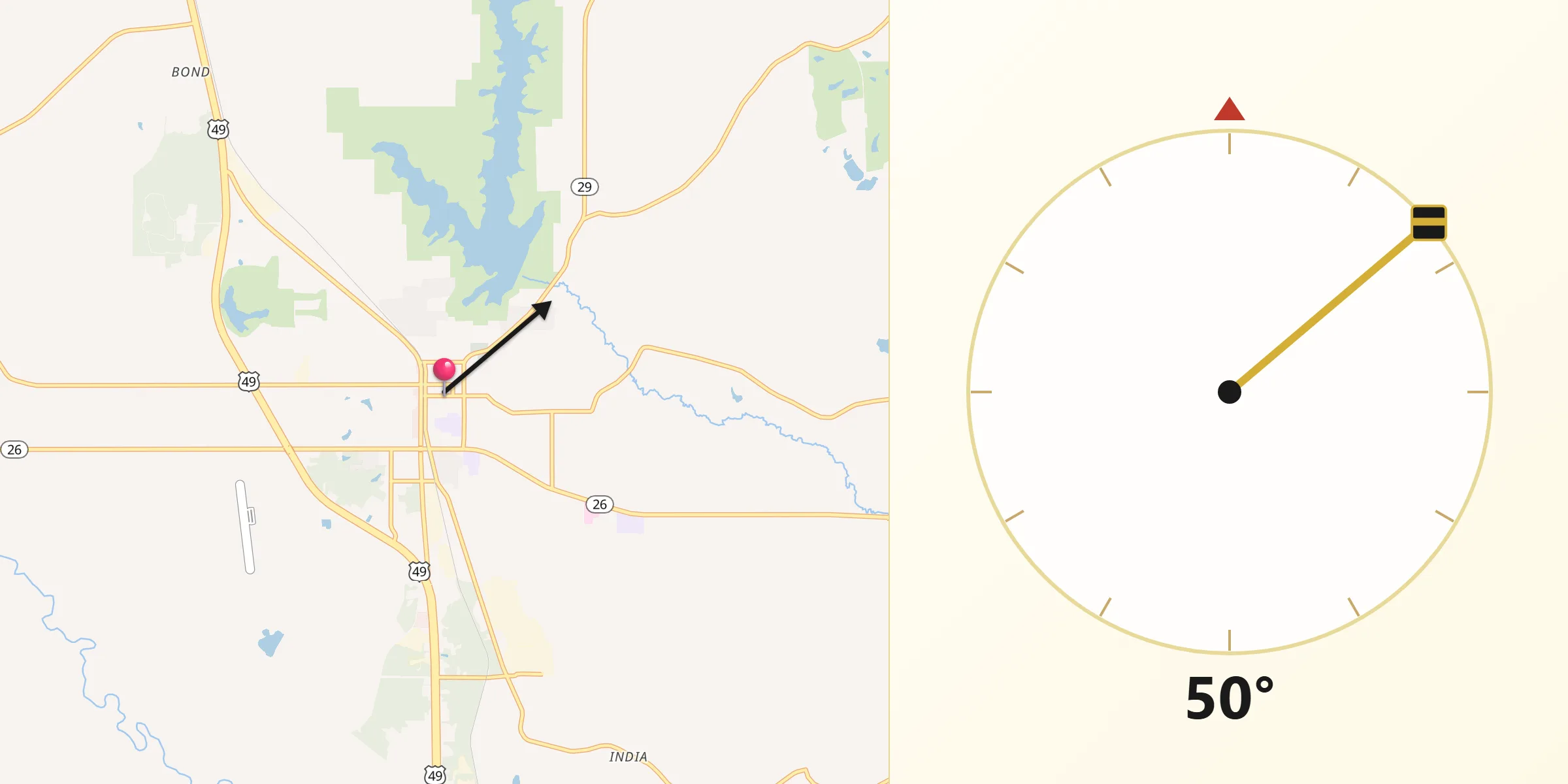 Qibla Direction from Wiggins