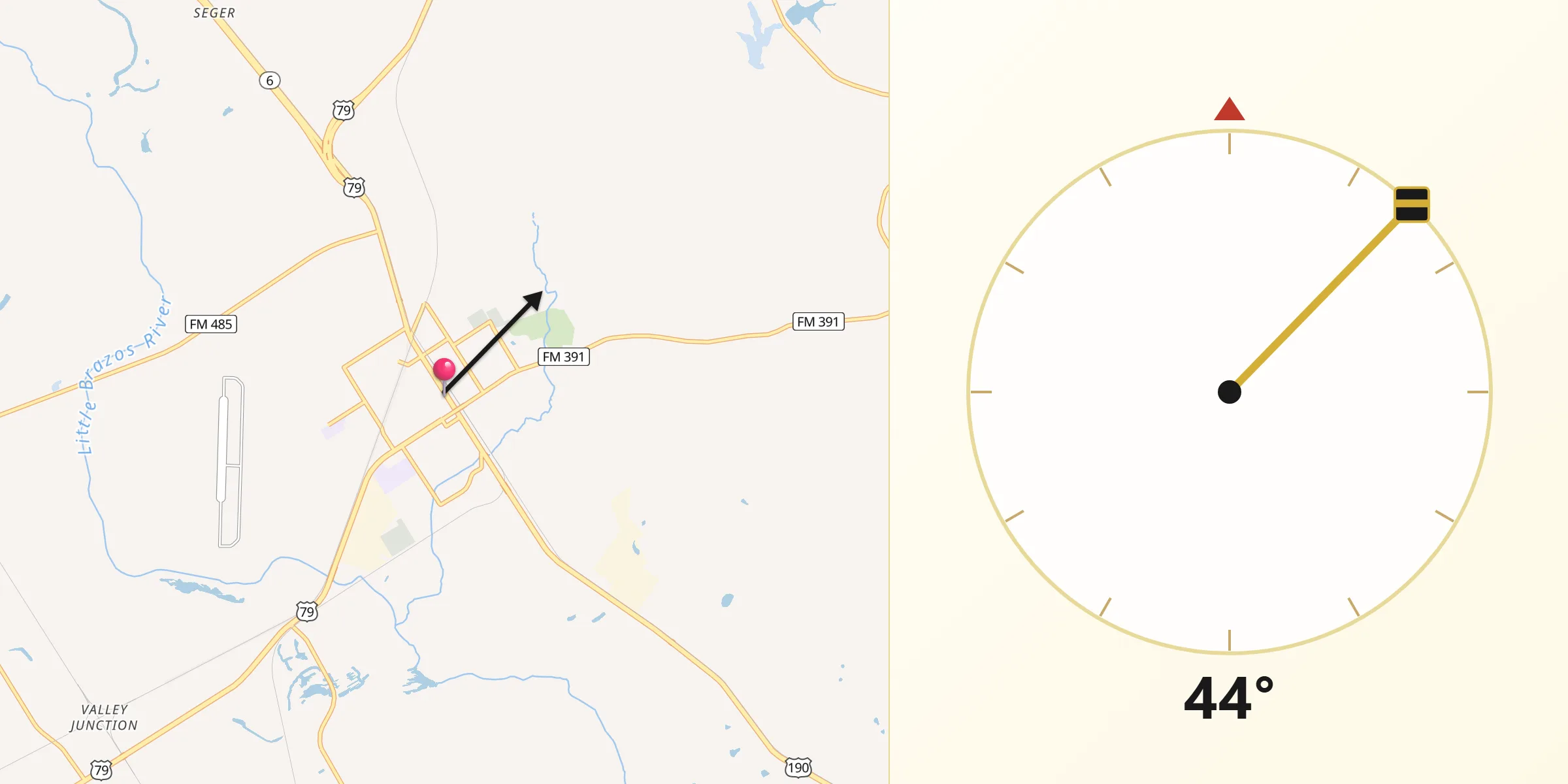 Qibla Direction from Hearne