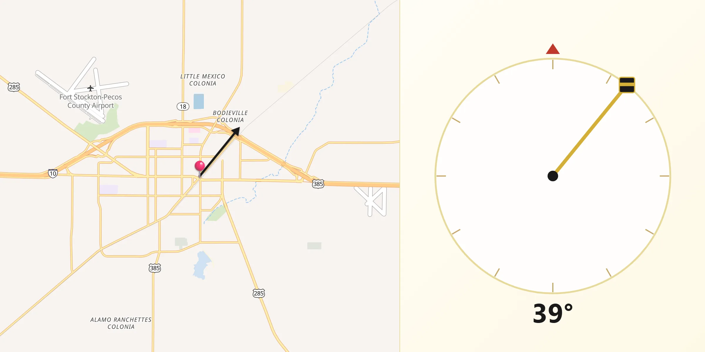 Qibla Direction from Fort Stockton