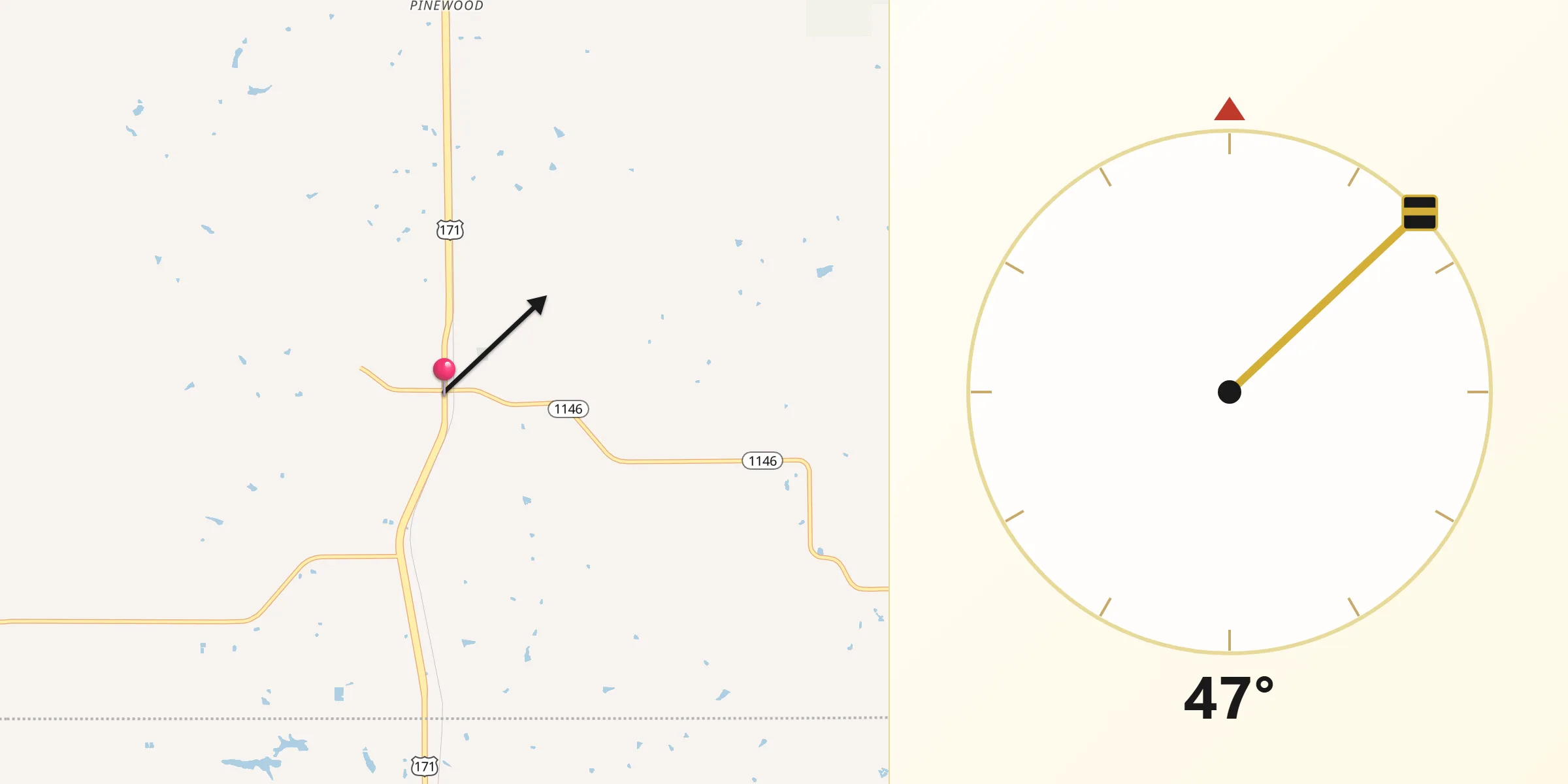 Qibla Direction from Rosepine