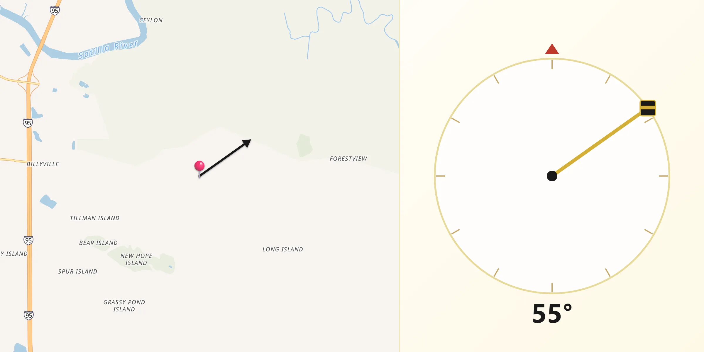Qibla Direction from Camden County