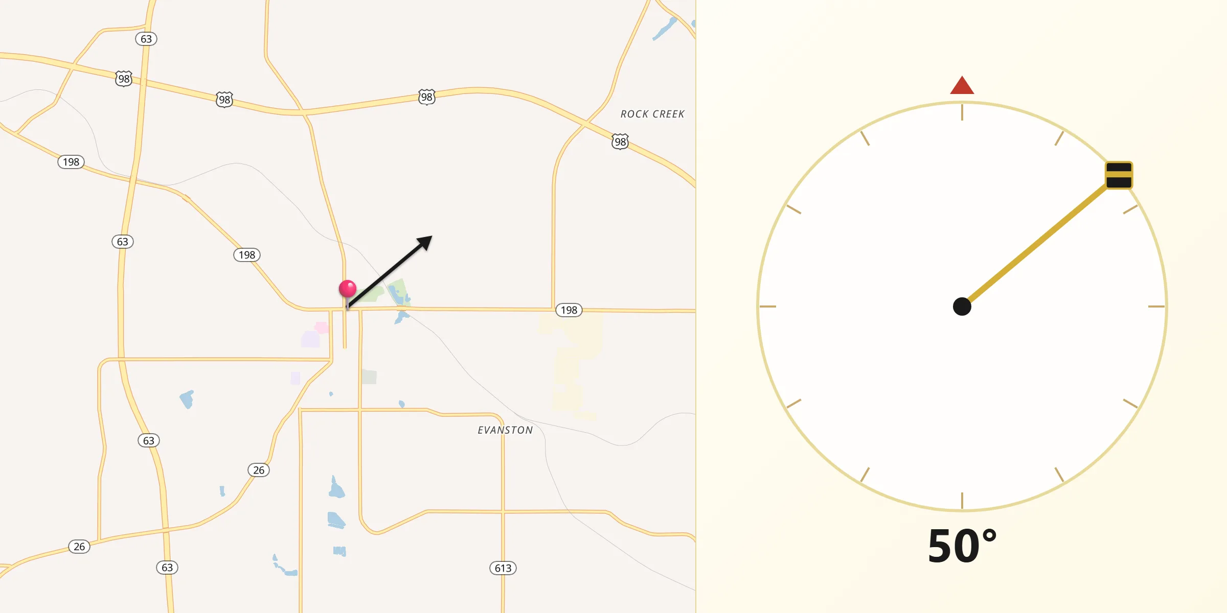 Qibla Direction from Lucedale