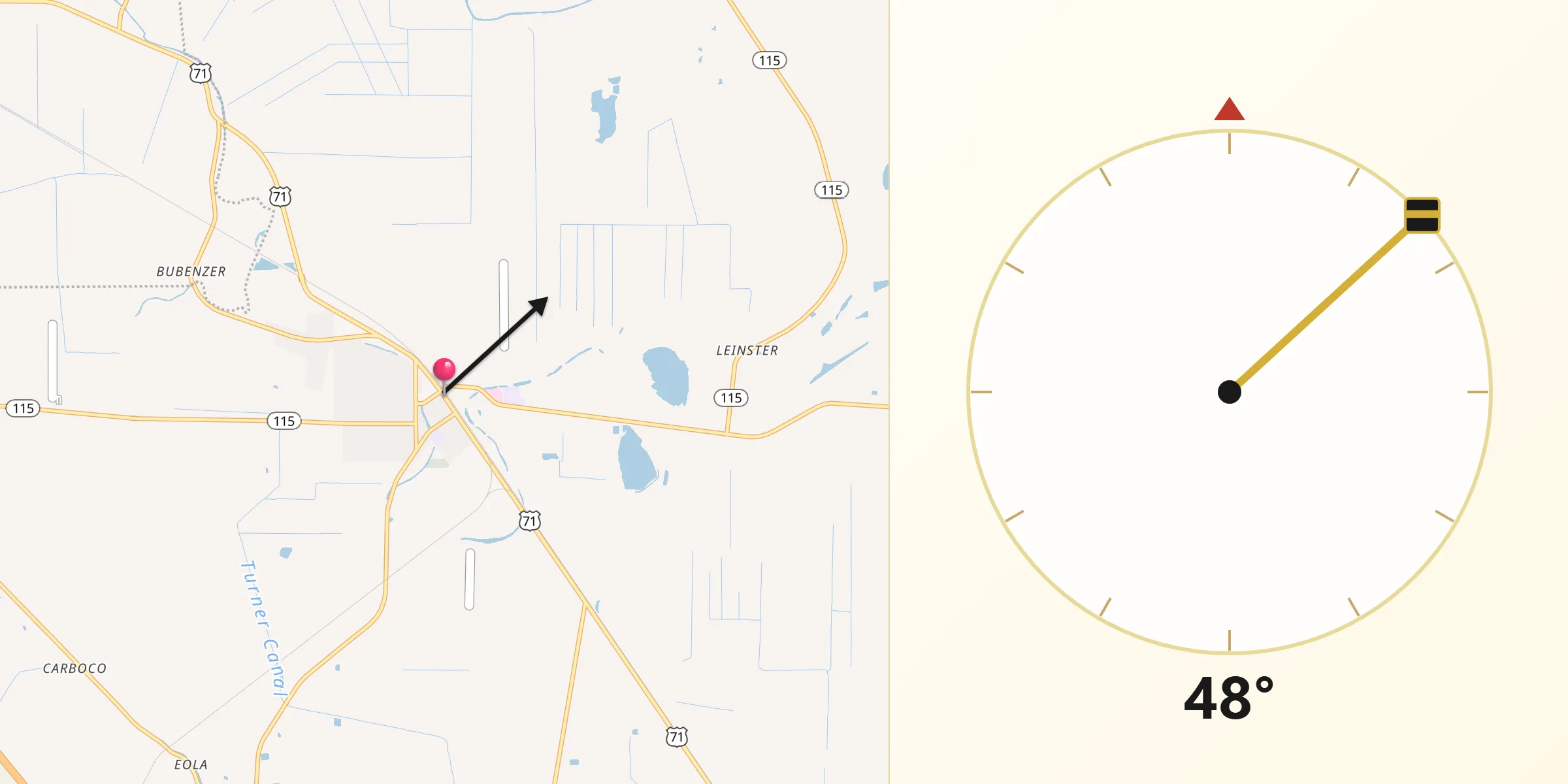 Qibla Direction from Bunkie