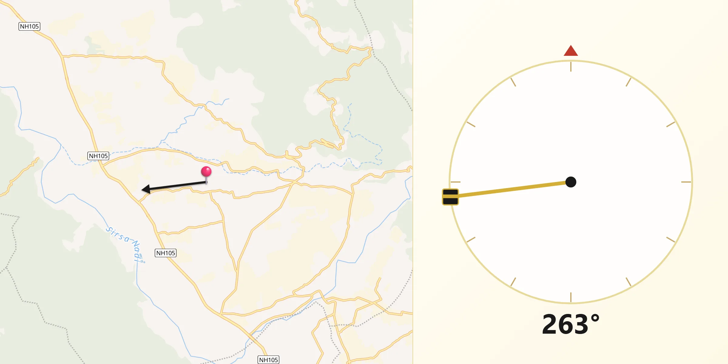 बद्दी से मक्का की दिशा