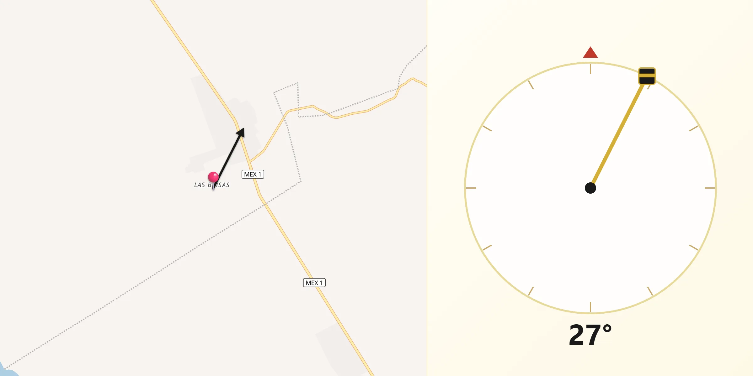 Dirección de la Qibla desde Las Brisas