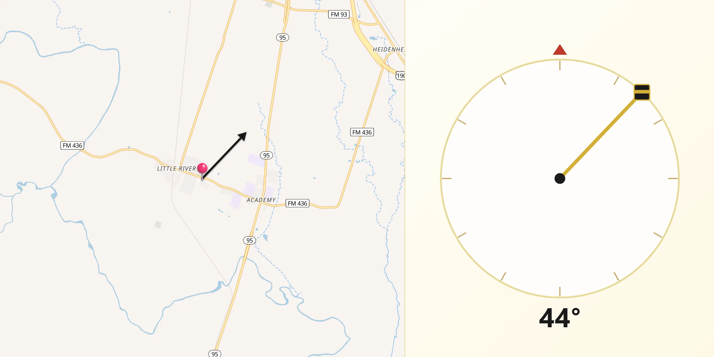 Qibla Direction from Little River-Academy