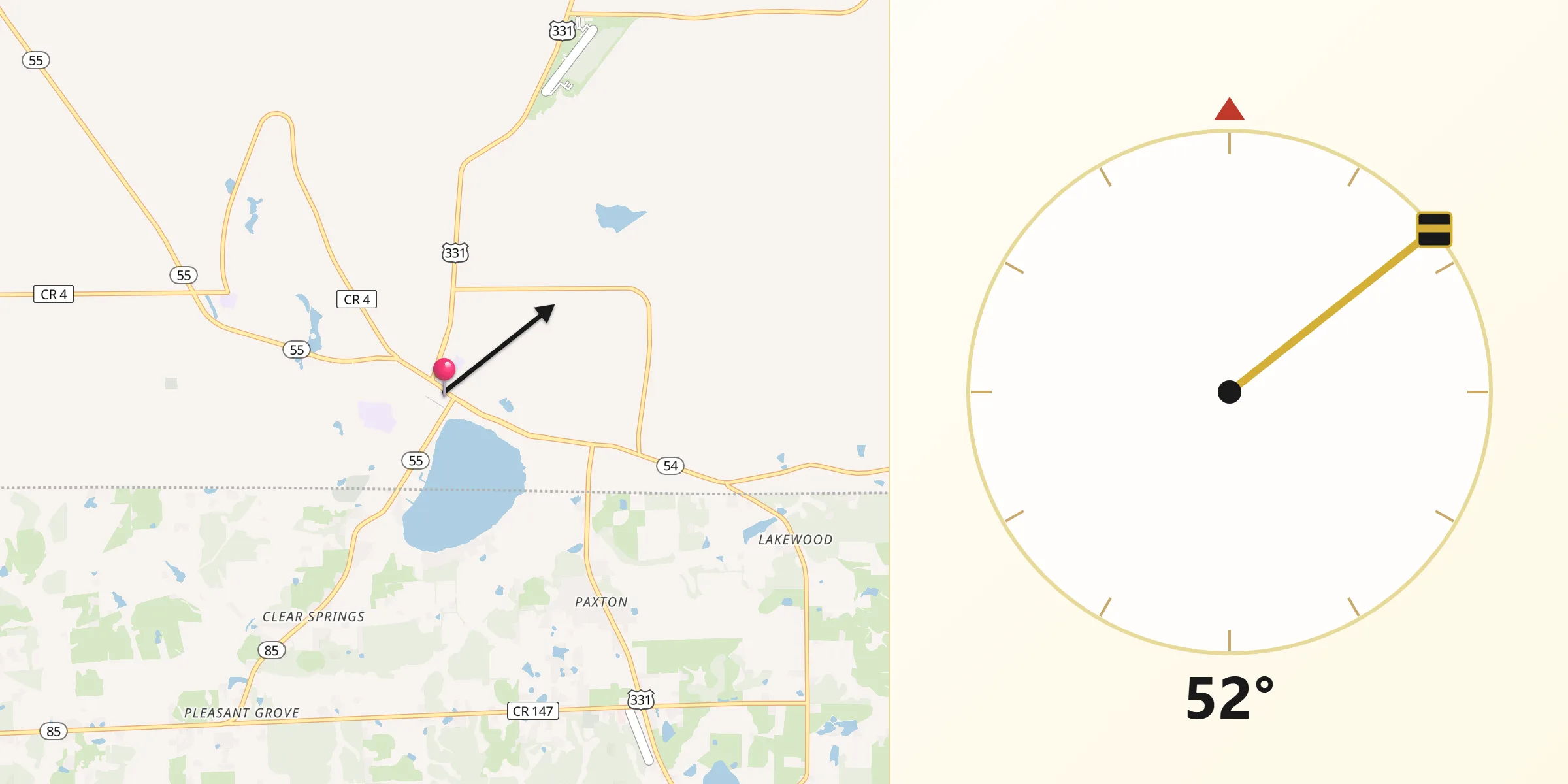 Qibla Direction from Florala