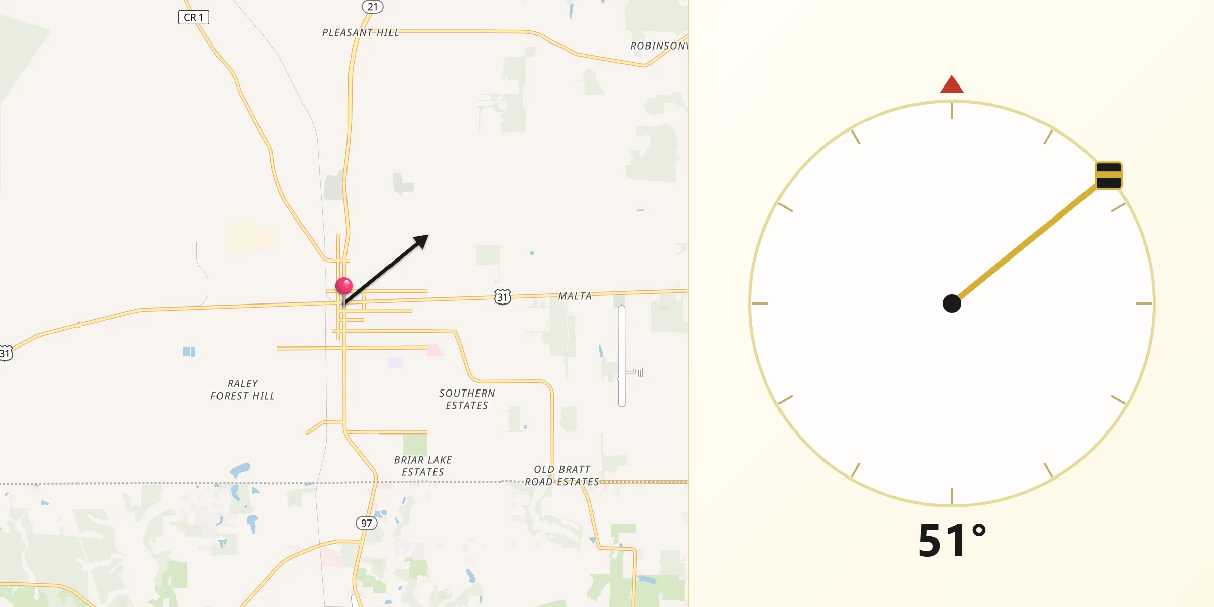 Qibla Direction from Atmore