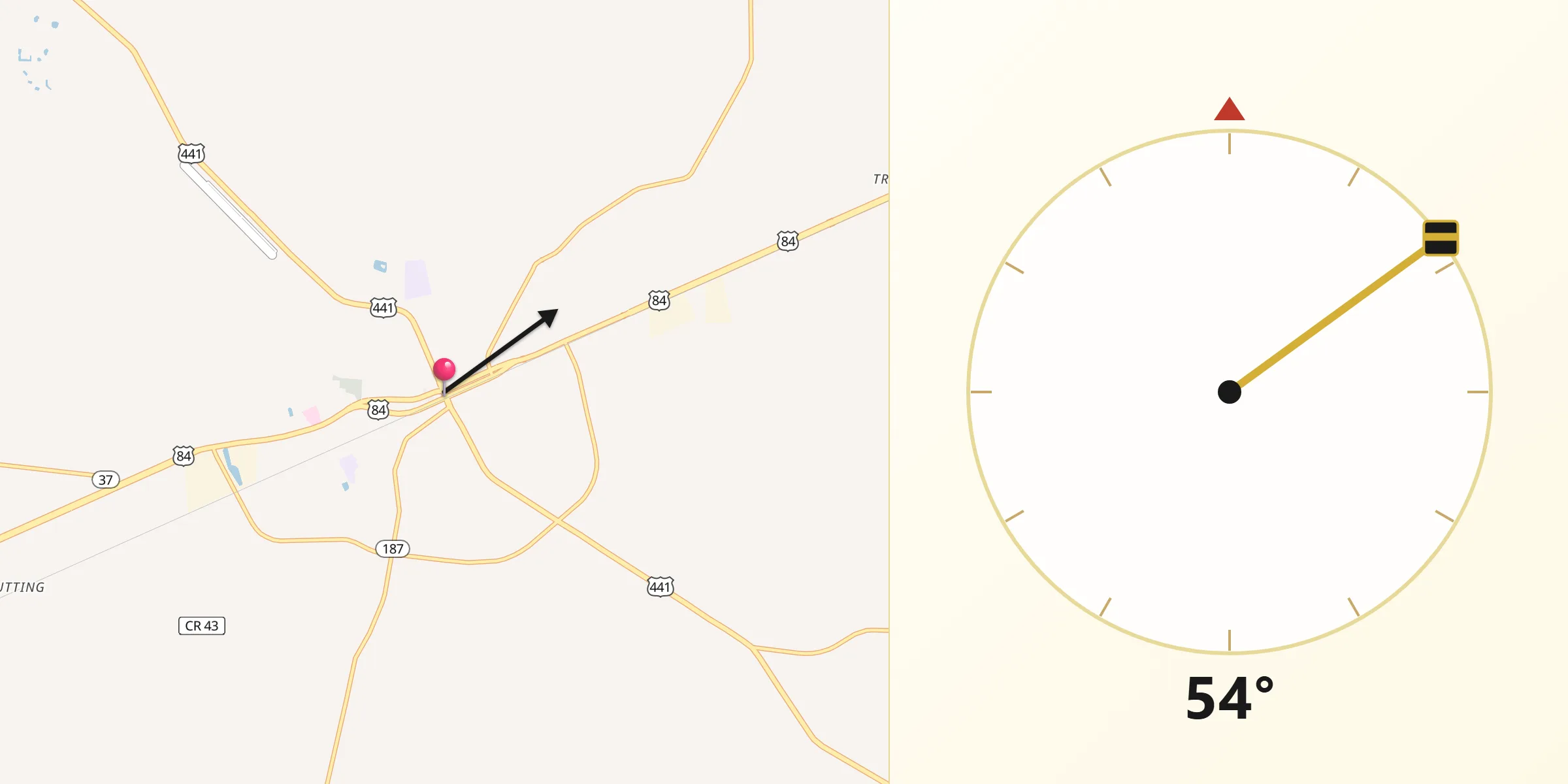 Qibla Direction from Homerville