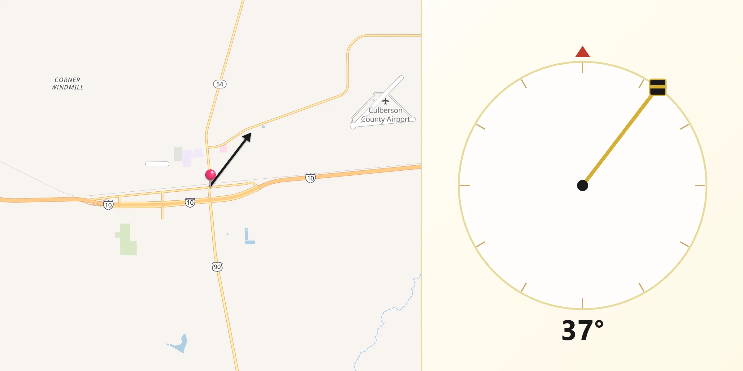 Qibla Direction from Van Horn