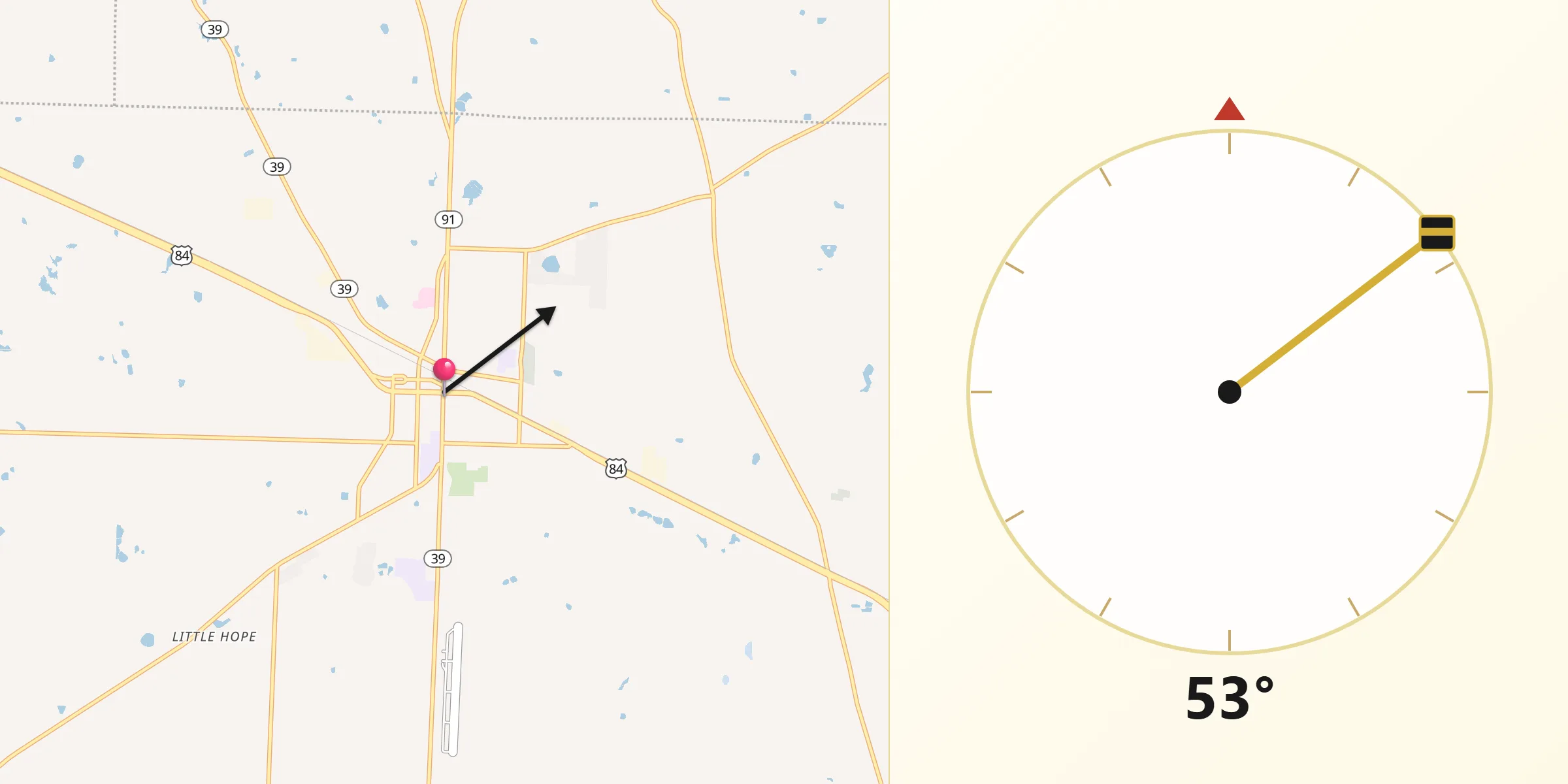 Qibla Direction from Donalsonville