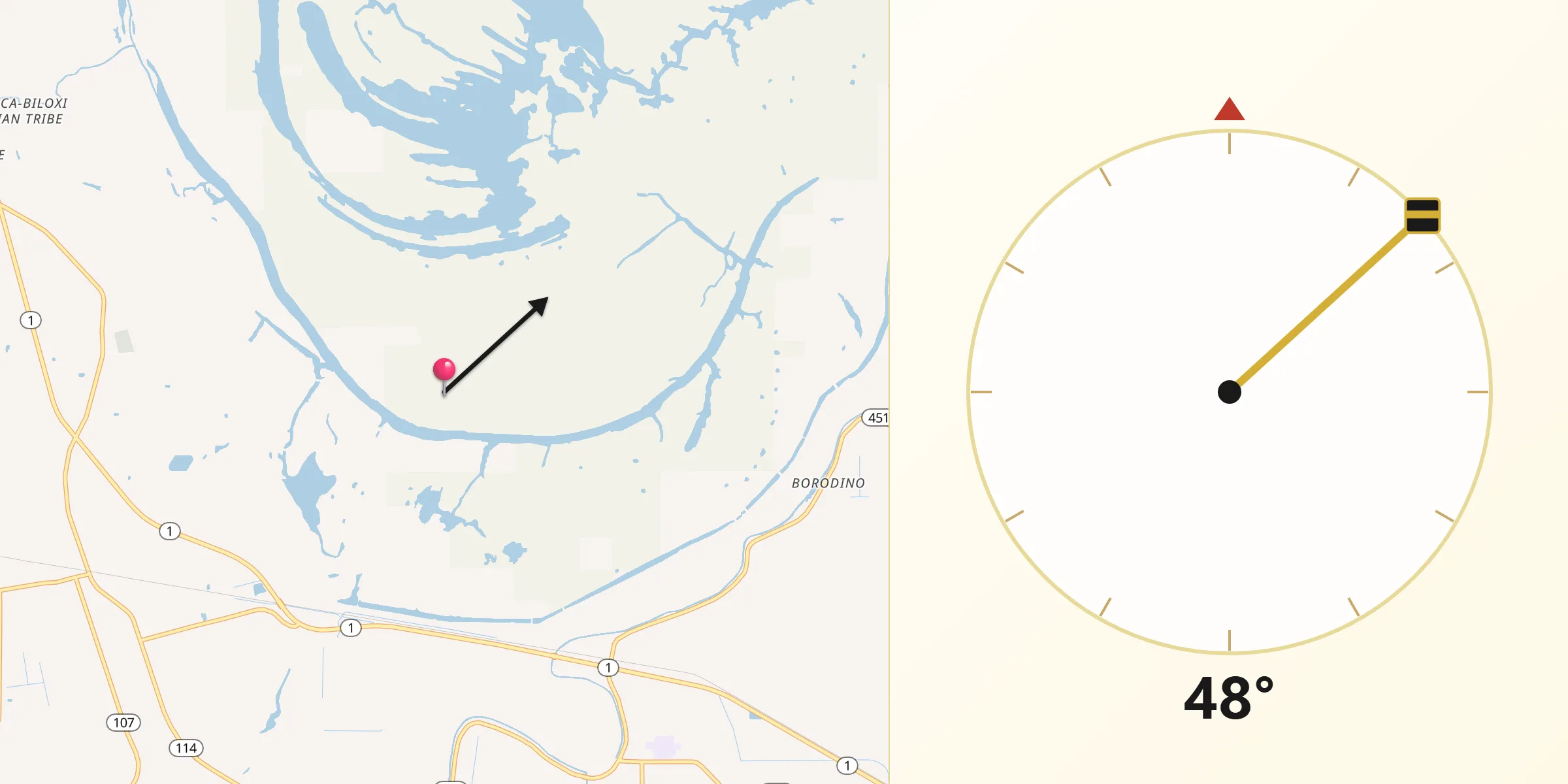 Qibla Direction from Avoyelles