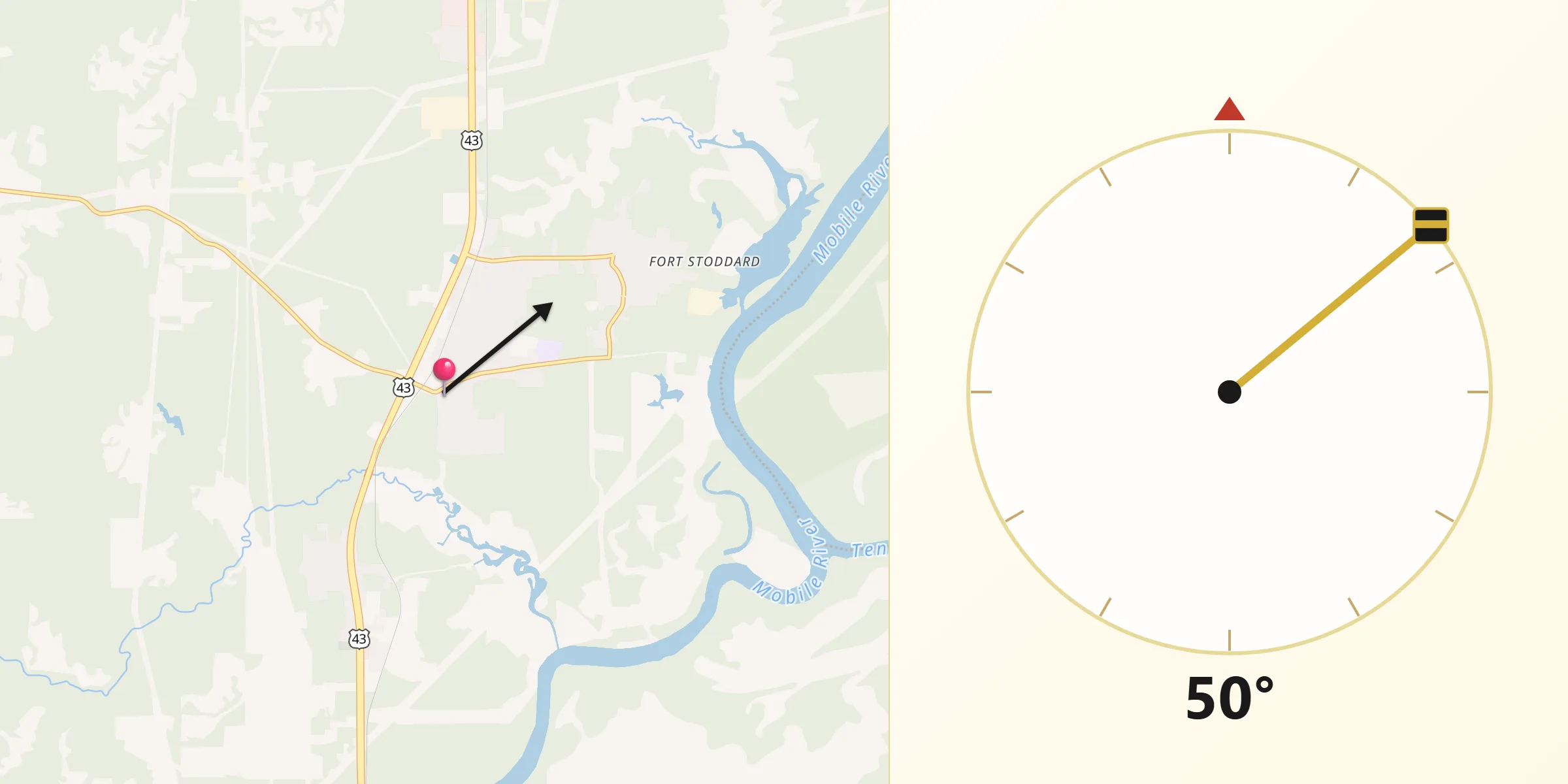 Qibla Direction from Mount Vernon