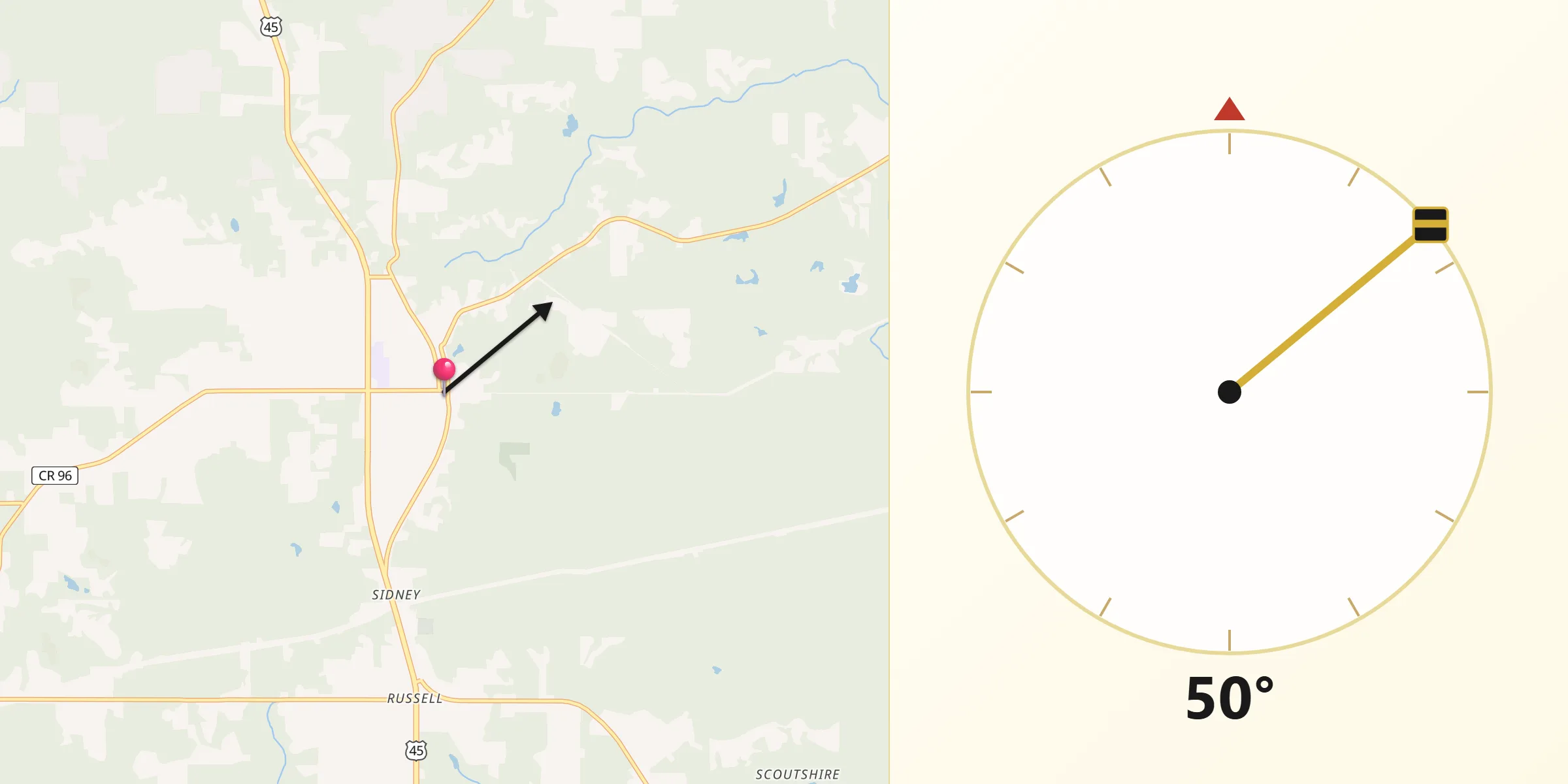 Qibla Direction from Citronelle
