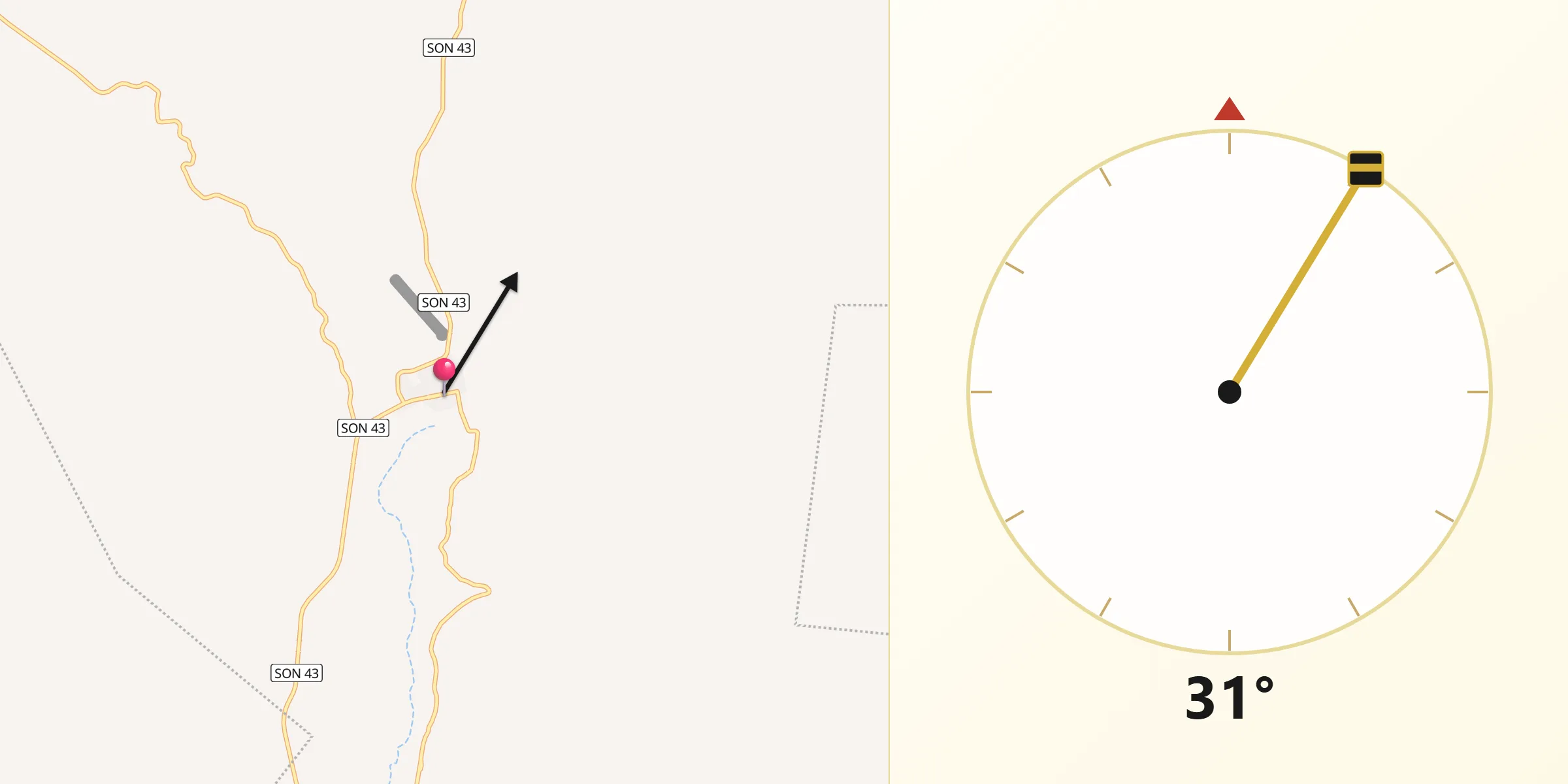 Dirección de la Qibla desde Sáric