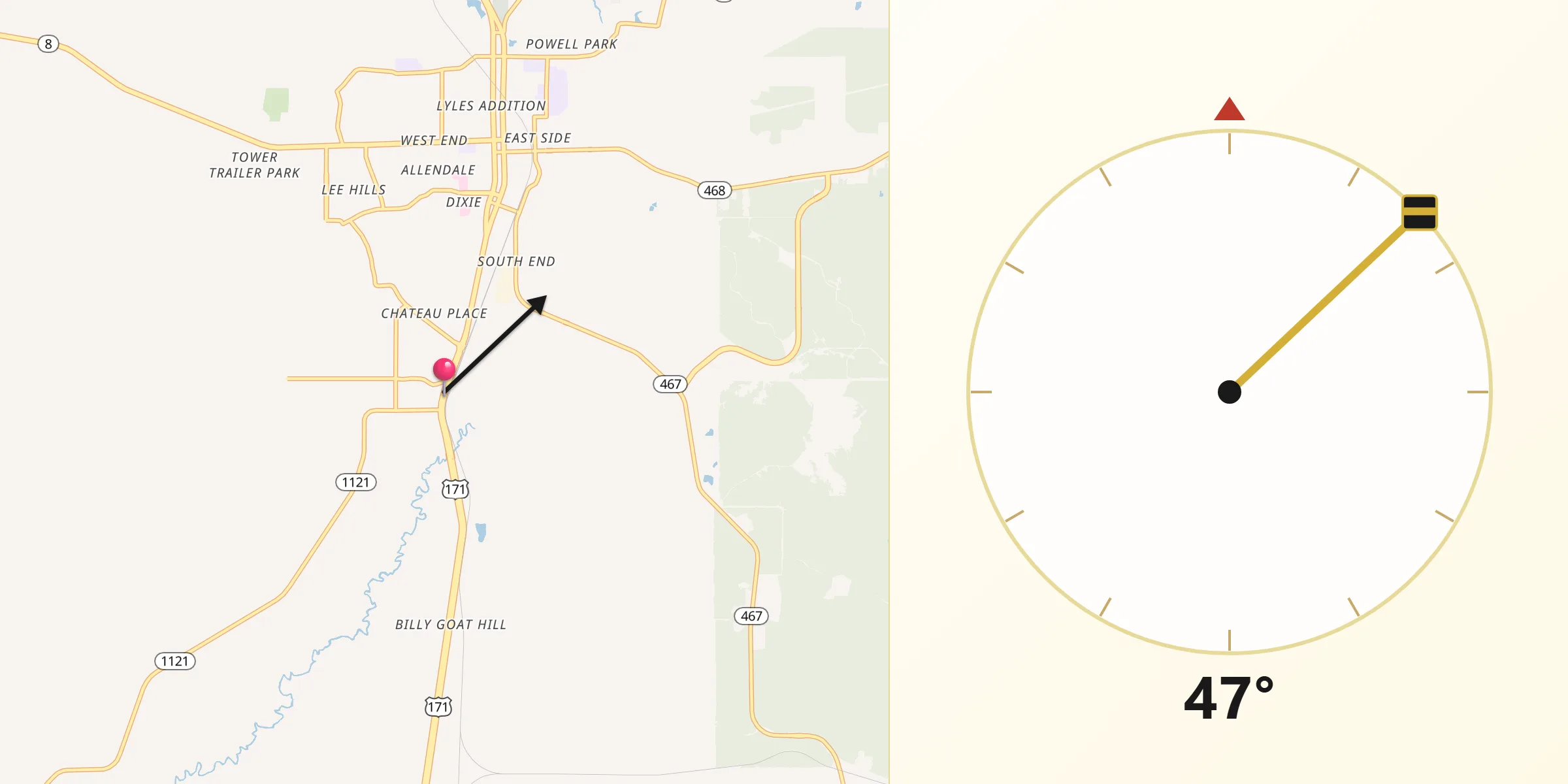 Qibla Direction from New Llano