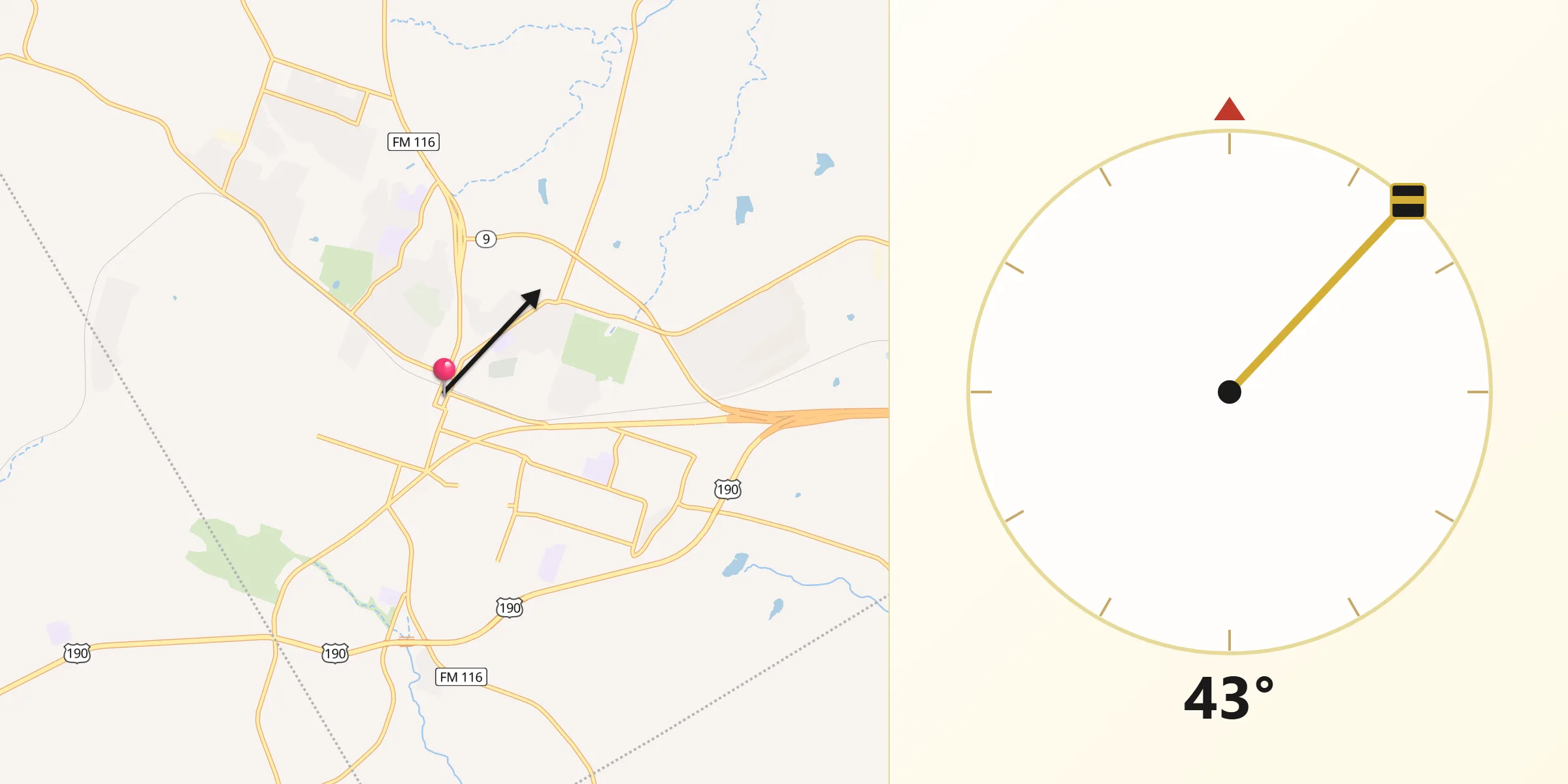 Qibla Direction from Copperas Cove