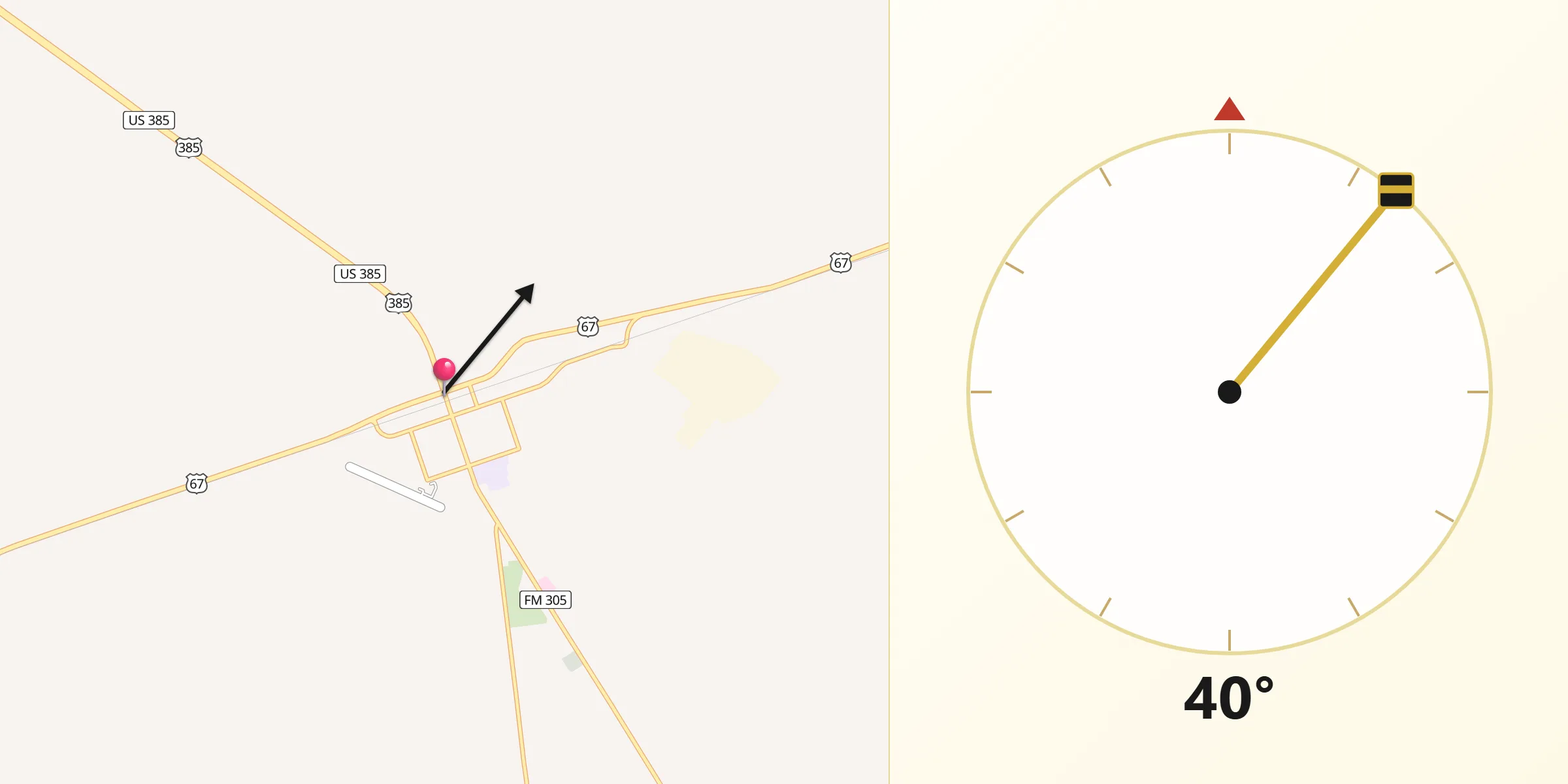 Qibla Direction from McCamey