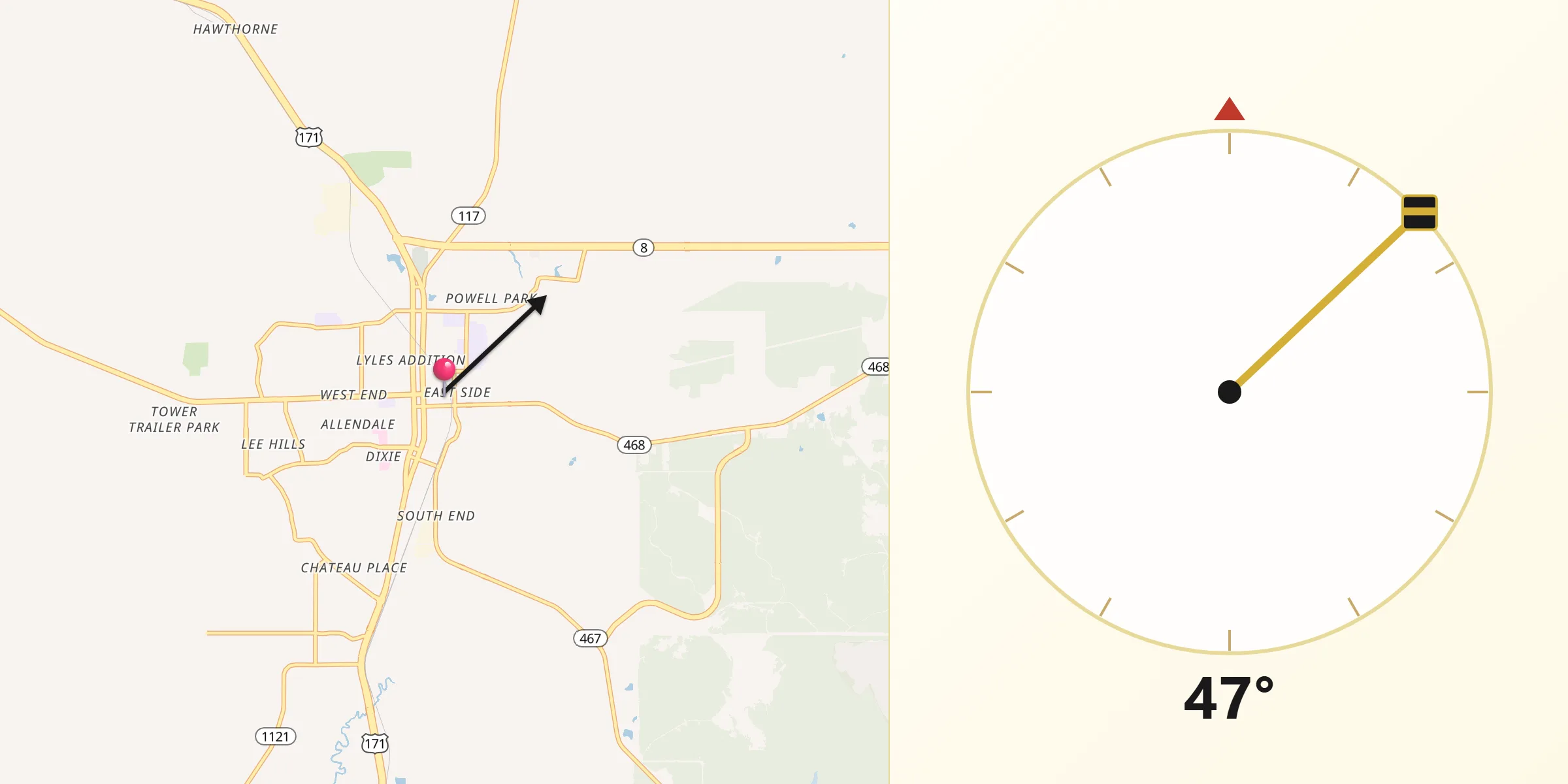Qibla Direction from Leesville