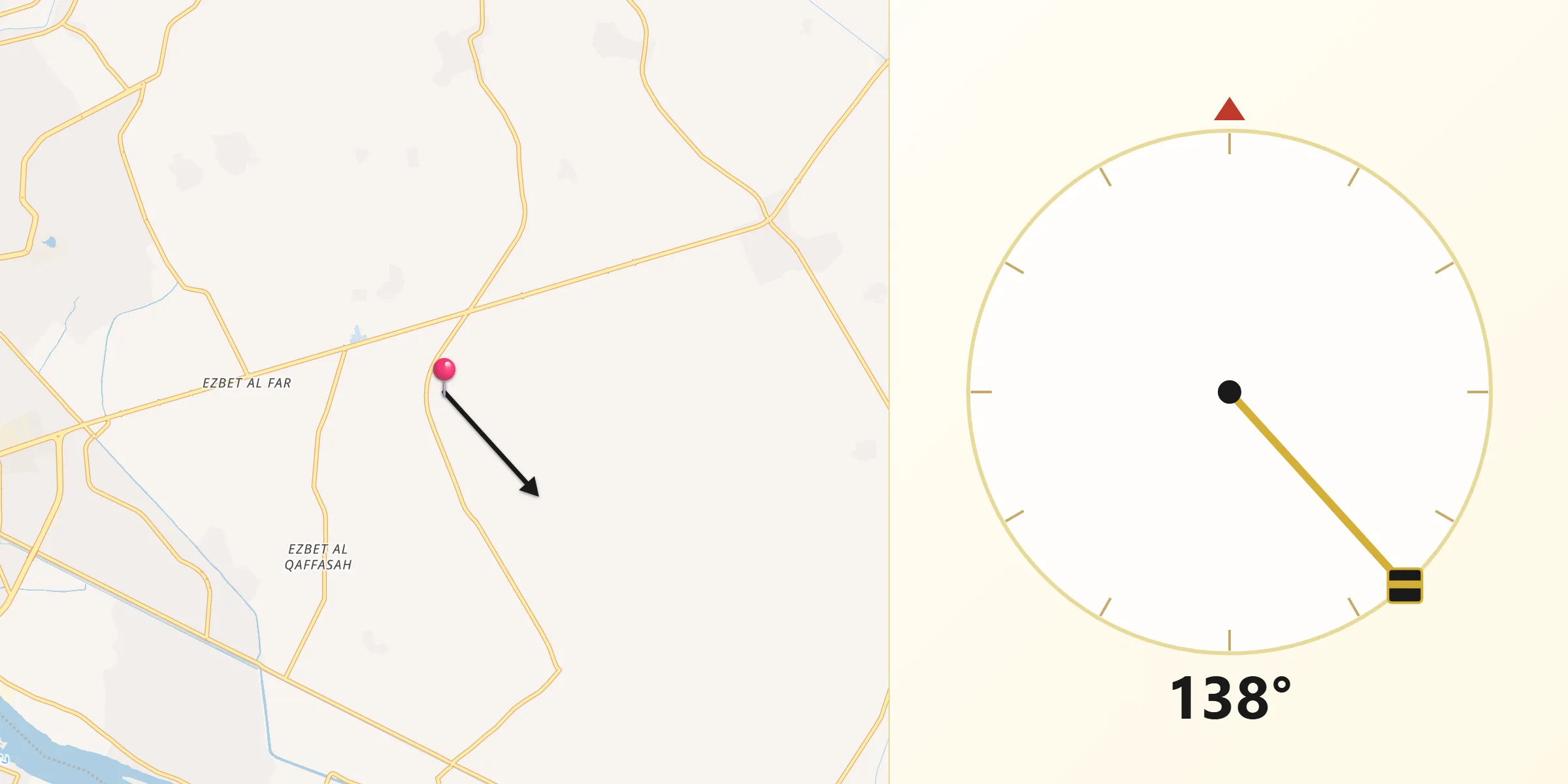 اتجاه القبلة من مركز دسوق