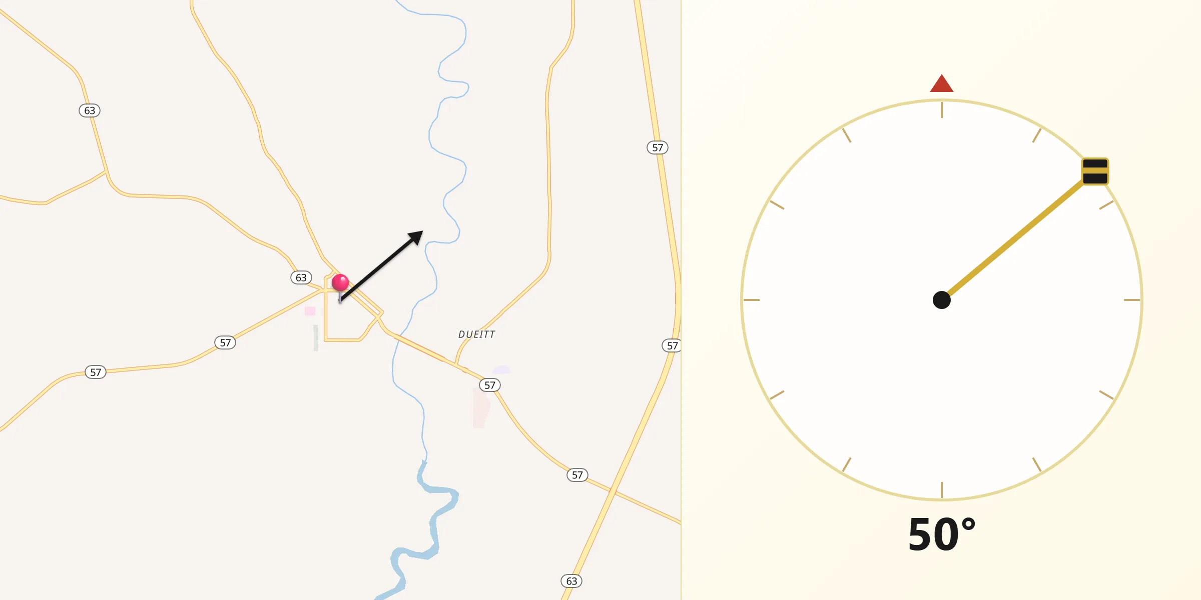 Qibla Direction from Leakesville