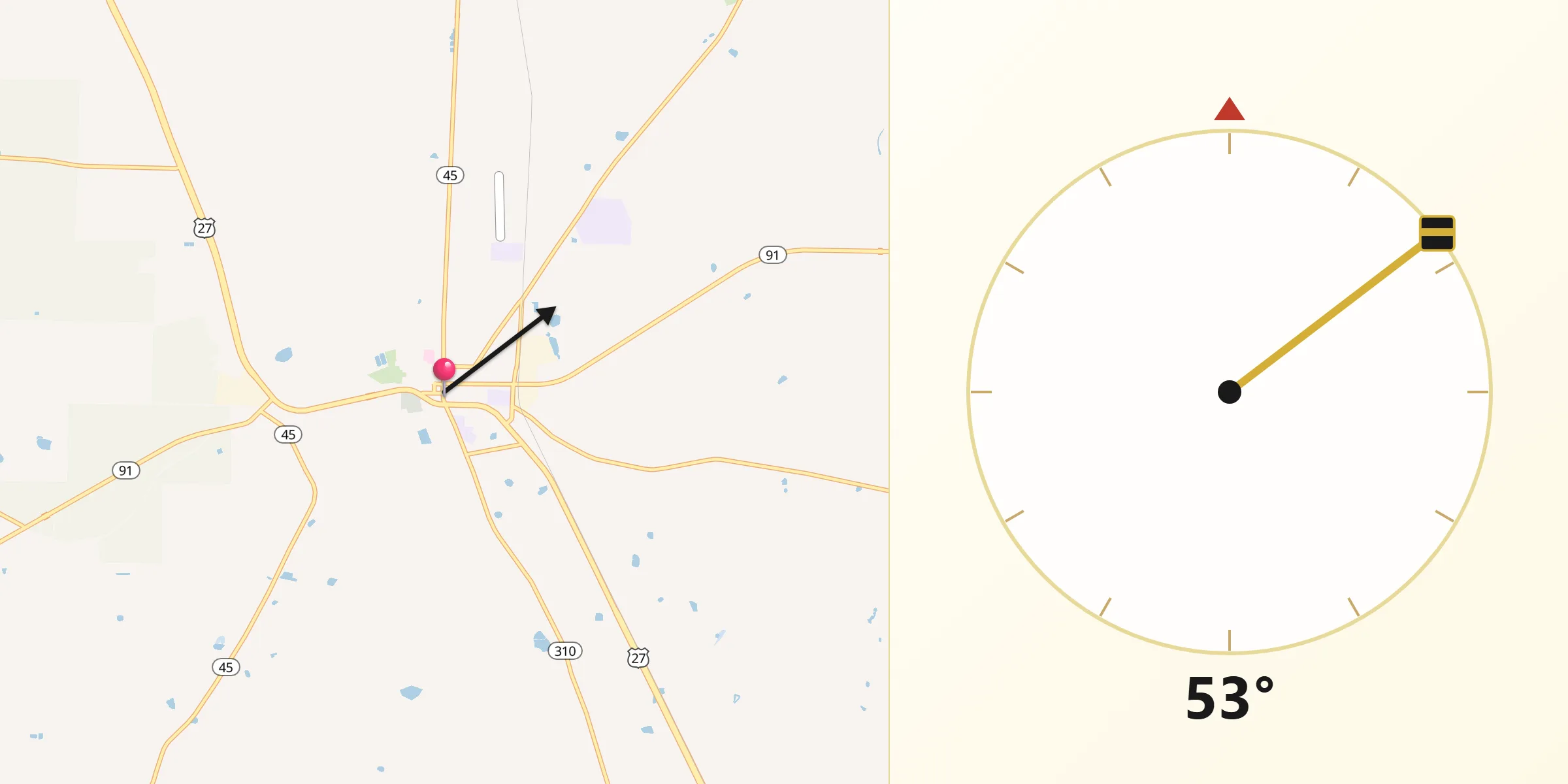 Qibla Direction from Colquitt