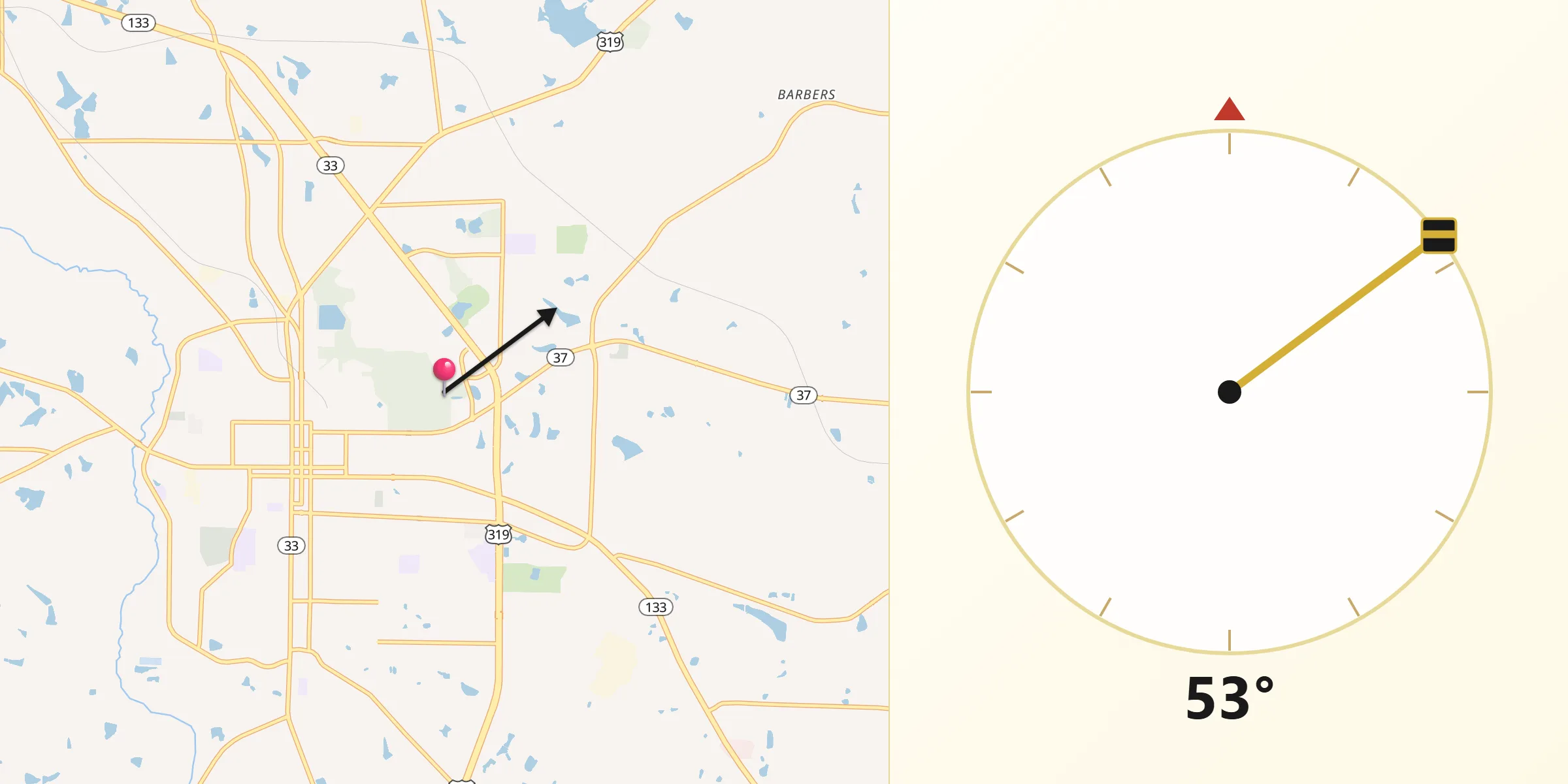 Qibla Direction from Colquitt County