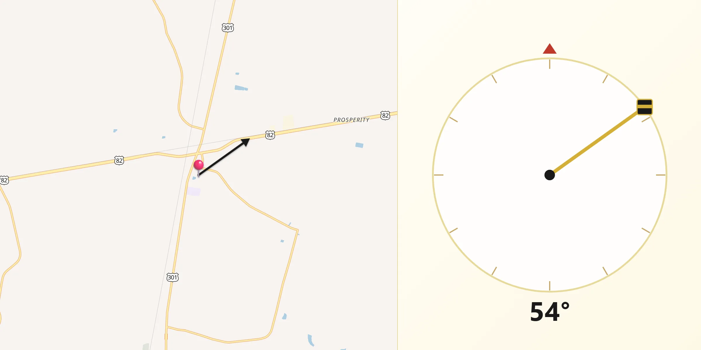 Qibla Direction from Brantley
