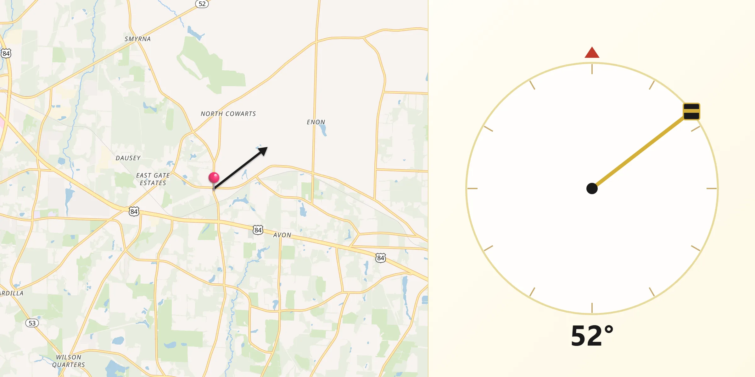 Qibla Direction from Cowarts