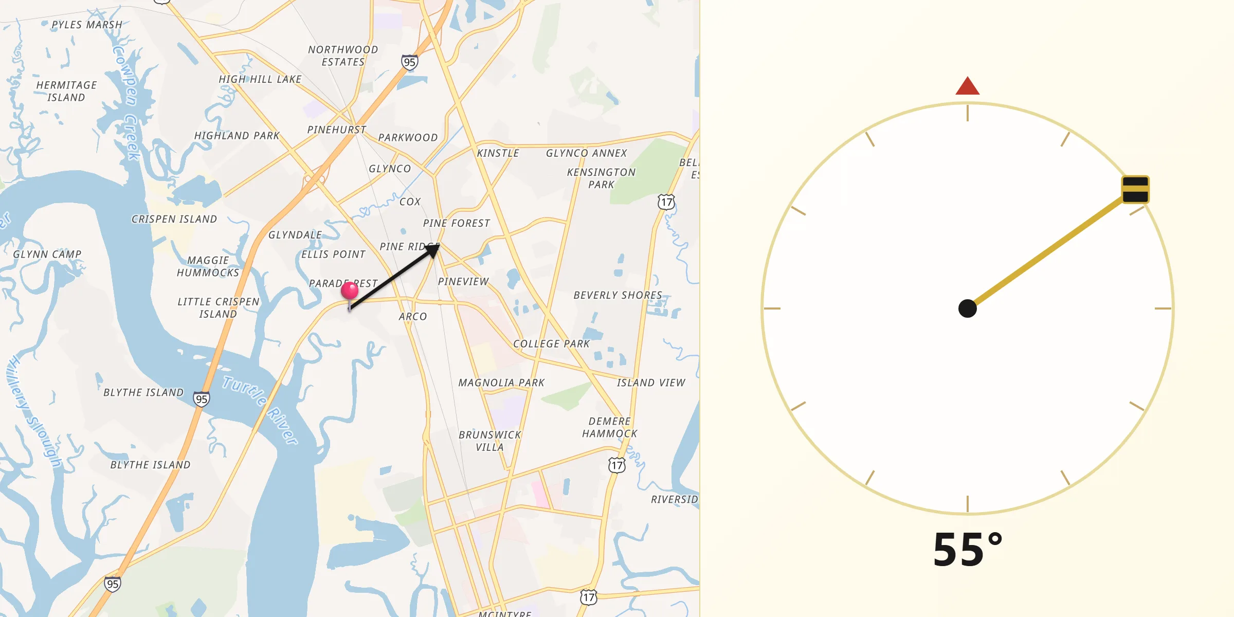 Qibla Direction from Dock Junction