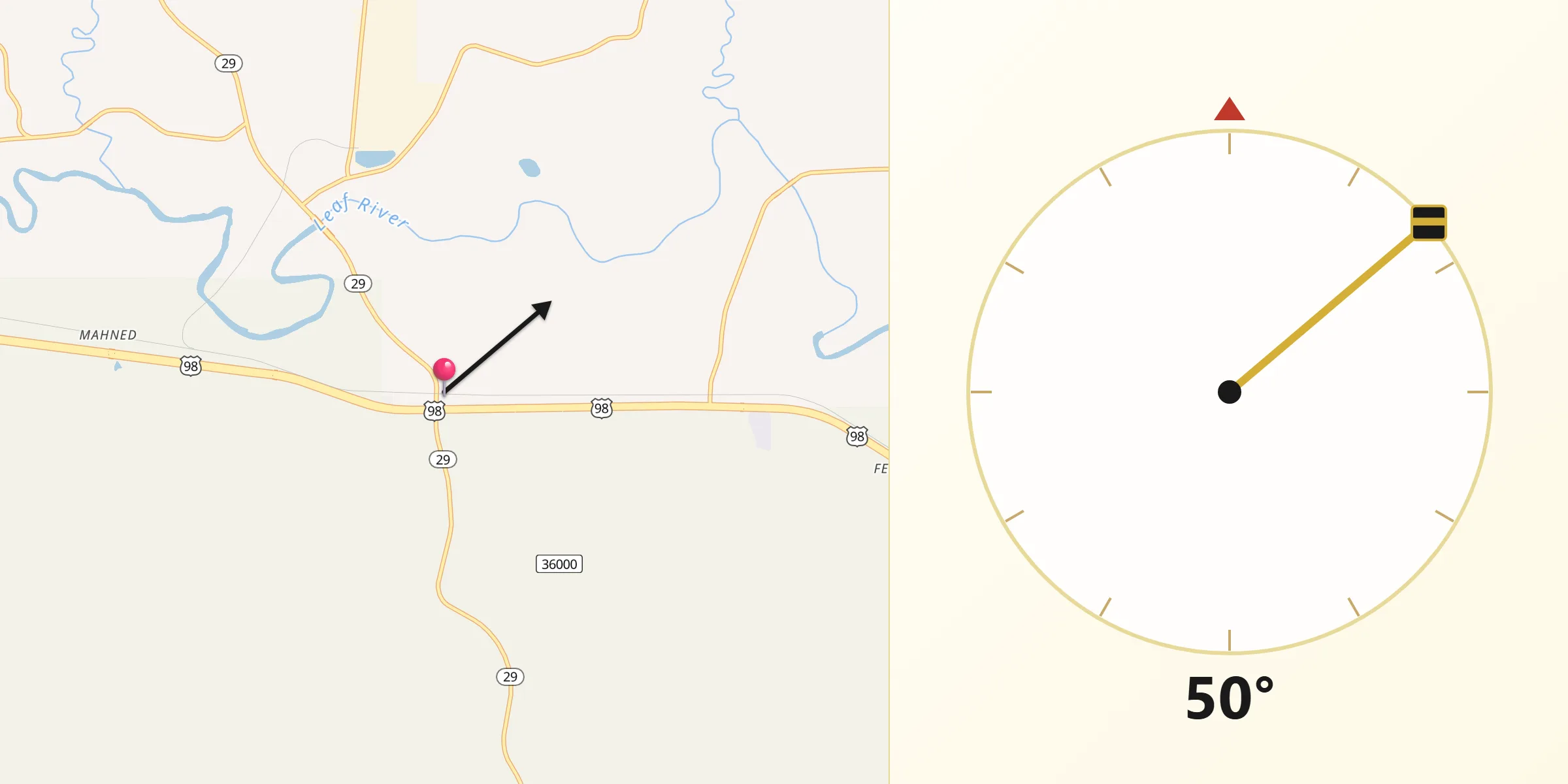 Qibla Direction from New Augusta