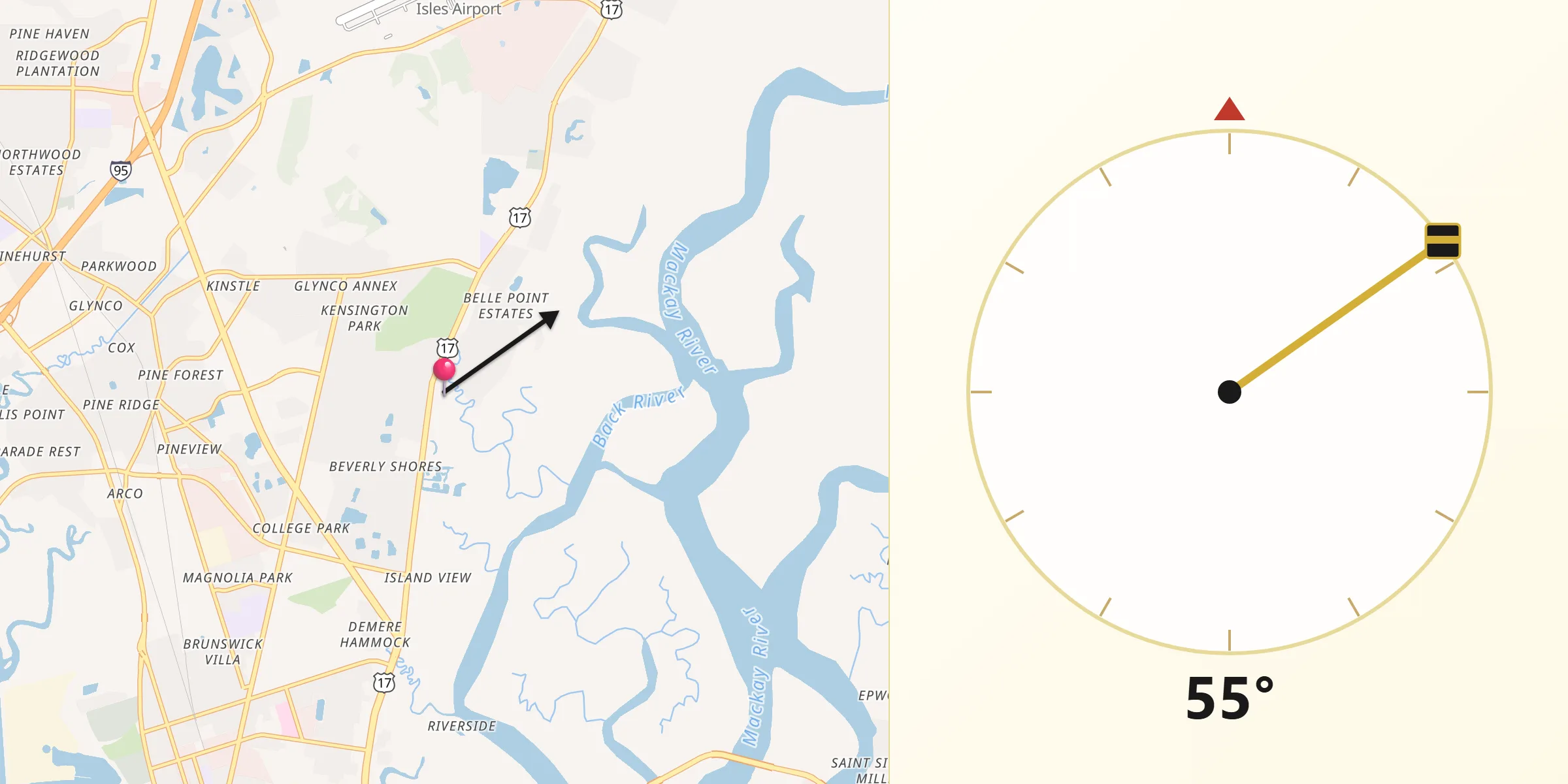 Qibla Direction from Country Club Estates