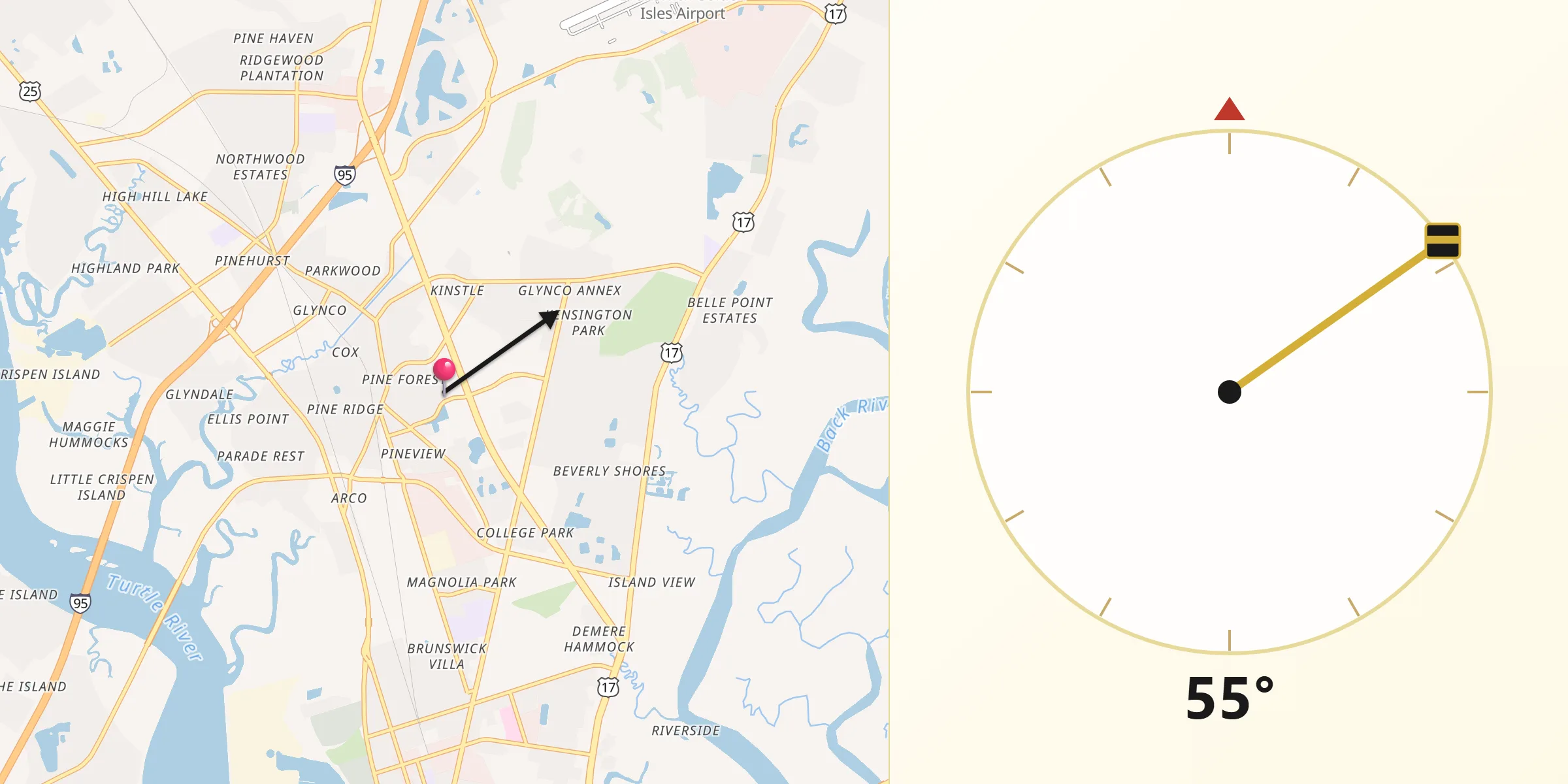 Qibla Direction from Glynn