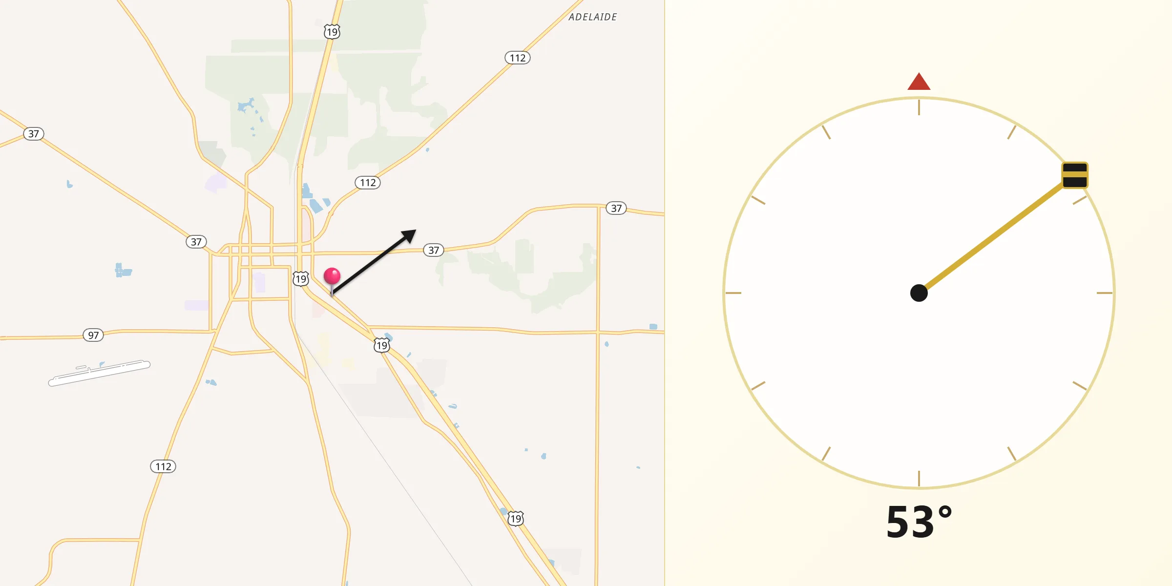 Qibla Direction from Mitchell