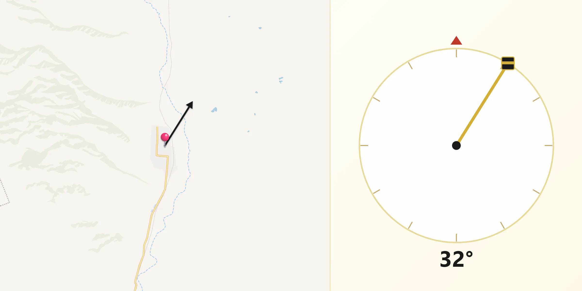 Dirección de la Qibla desde Santa Cruz