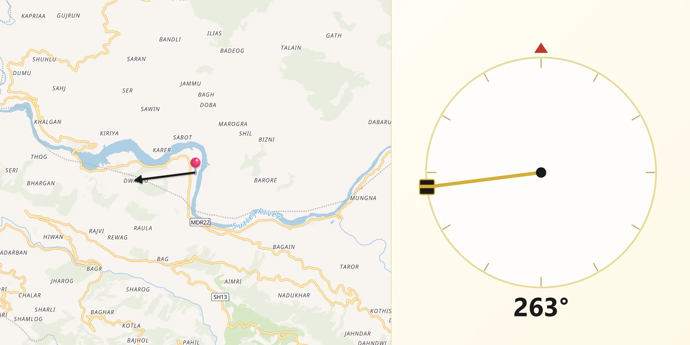 Qibla Direction from Seoni