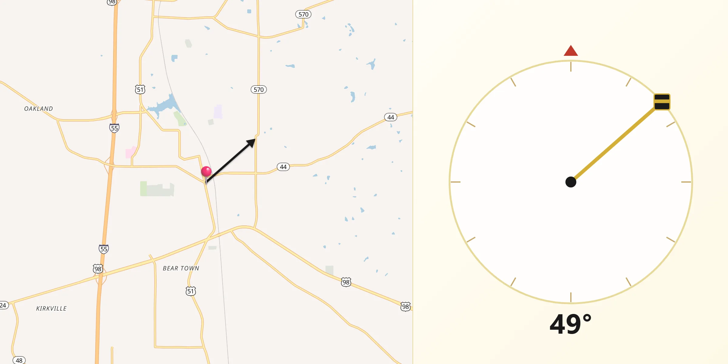 Qibla Direction from McComb