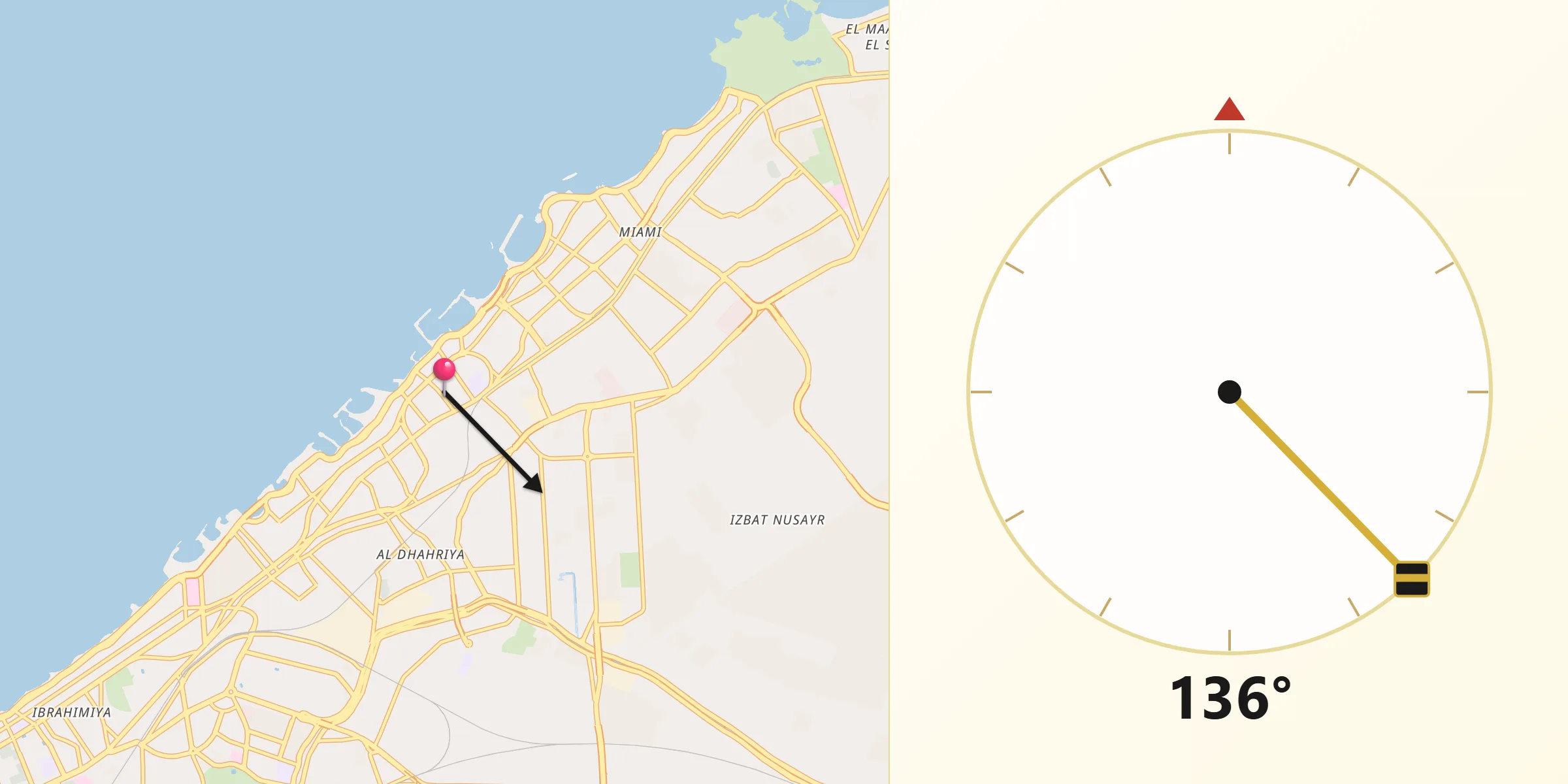 اتجاه القبلة من الرمل