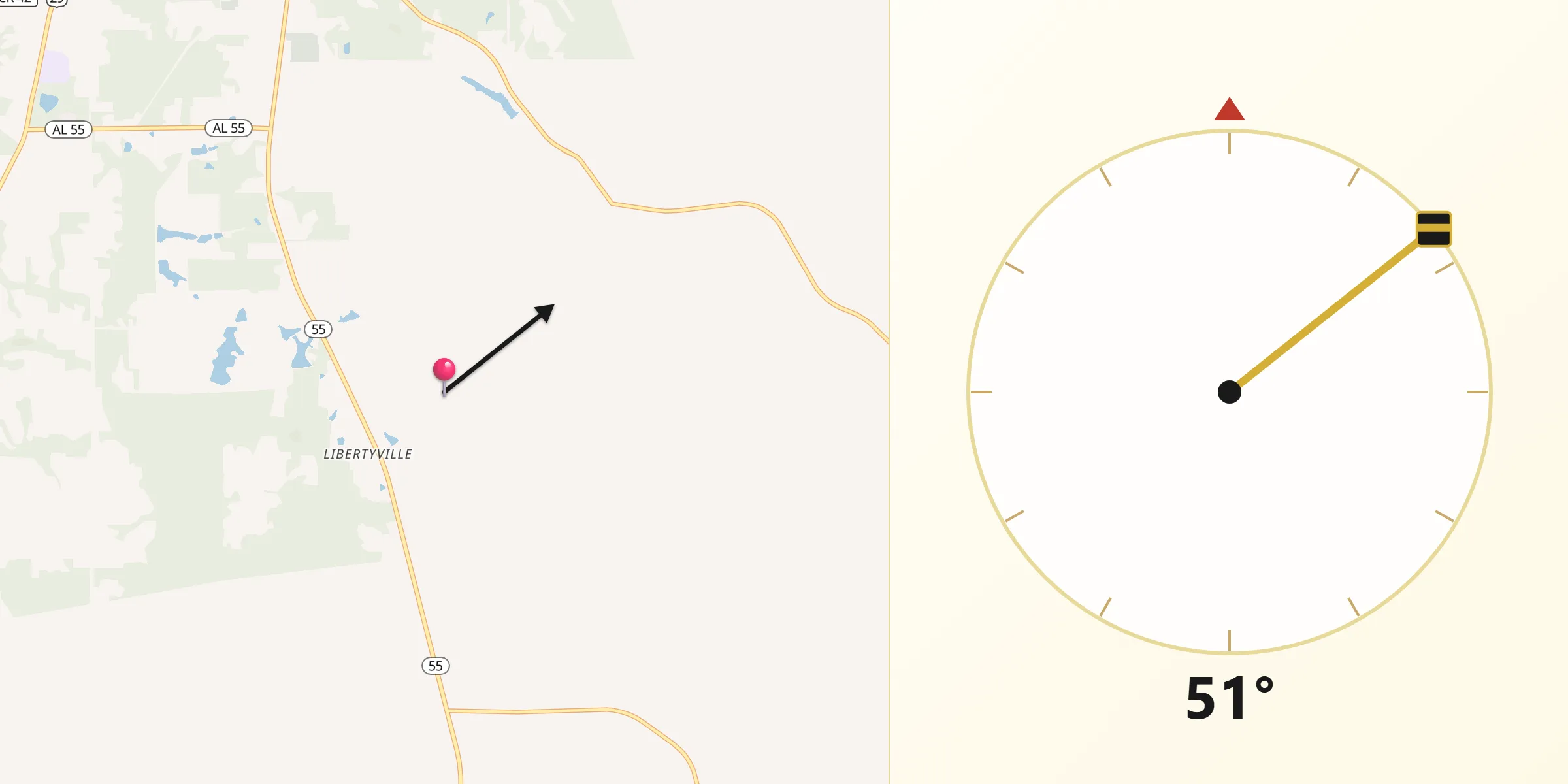 Qibla Direction from Covington